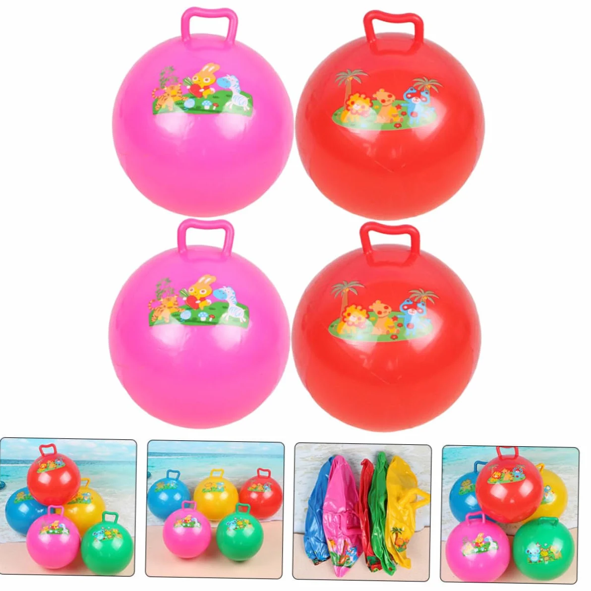 Balles Gonflables en PVC Résistants à l'Explosion, Design Cartoon Couleur Aléatoire, Jouets pour Garçon et Filles