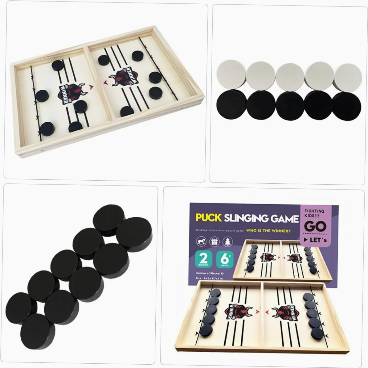 BESTonZON Jeu de Société en Bois pour Garçon et Filles et Adultes Petit Format Jeu de Palets à Fronde Rapide Jouet Éducatif Interactif pour Bataille de Bureau en Famille