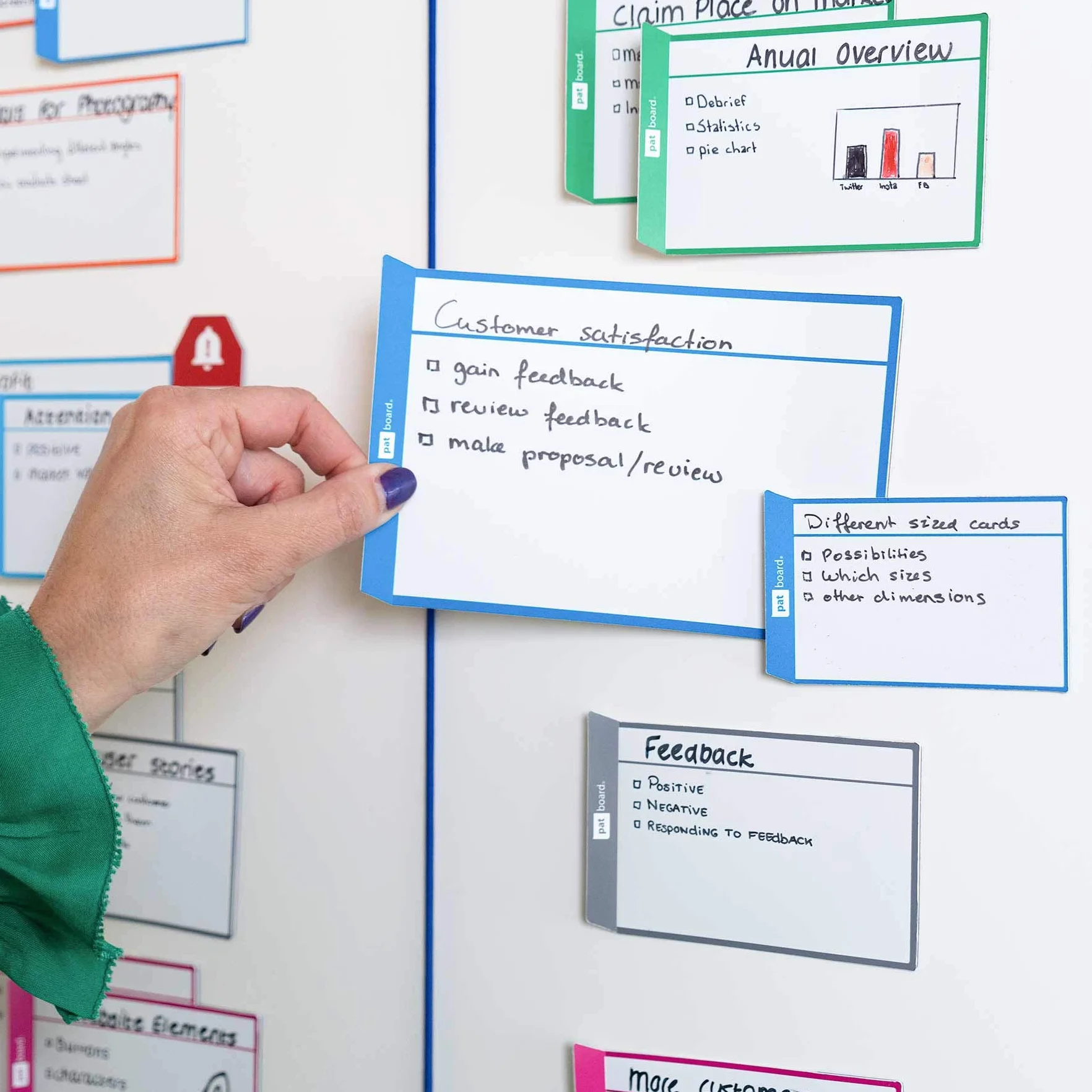 PATboard Tableau Scrum Kanban TASKcards Magnétique 8 Cartes Tâche L Jaune