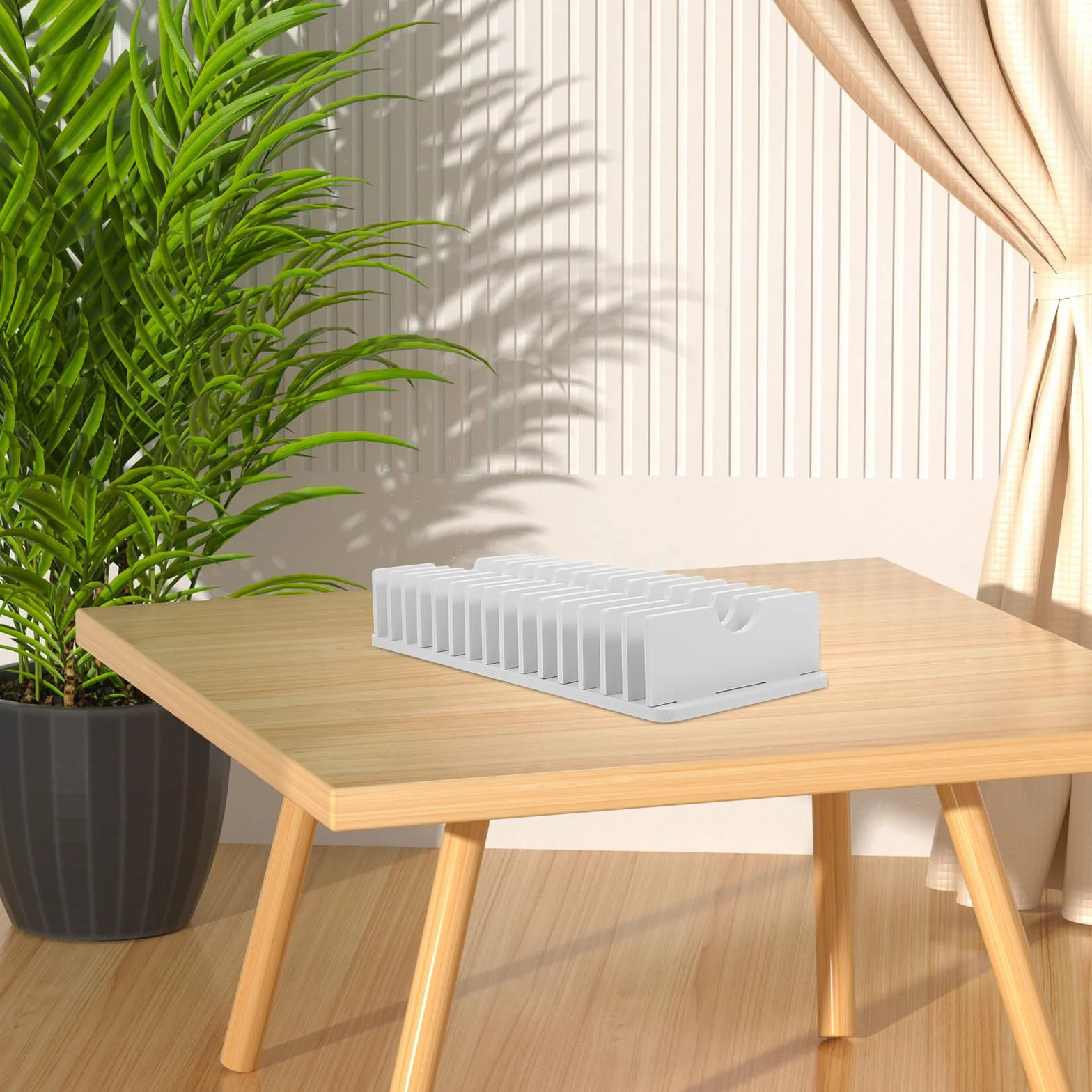 NUOBESTY Support De Téléphone Portable Pour Bureau Avec 15 Compartiments Organisateur En Pvc Pour Calculatrices Et Rangement