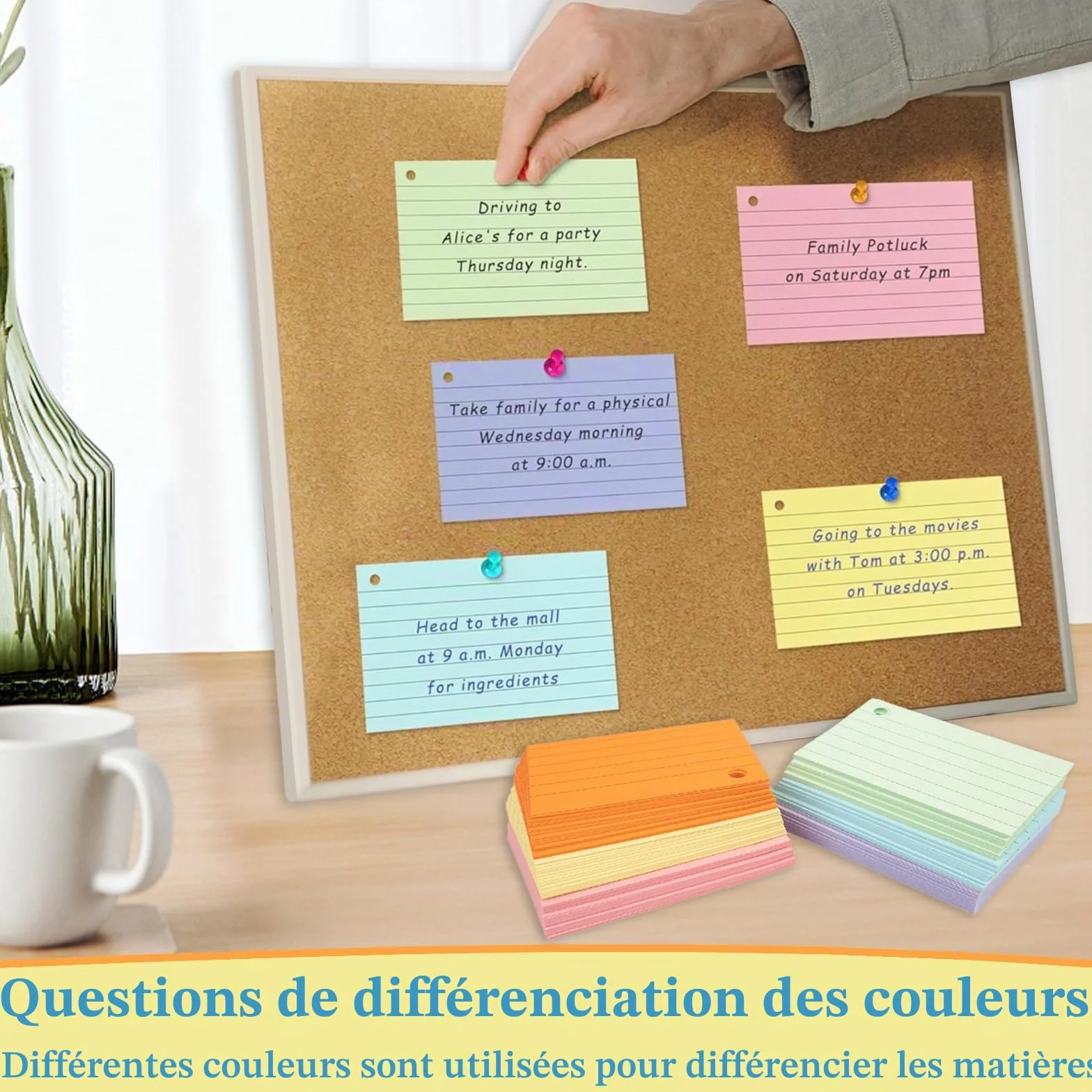 A8 Flashcard 600Pcs Lignées Flashcards avec Anneau Cartes de Vocabulaire pour Apprentissage
