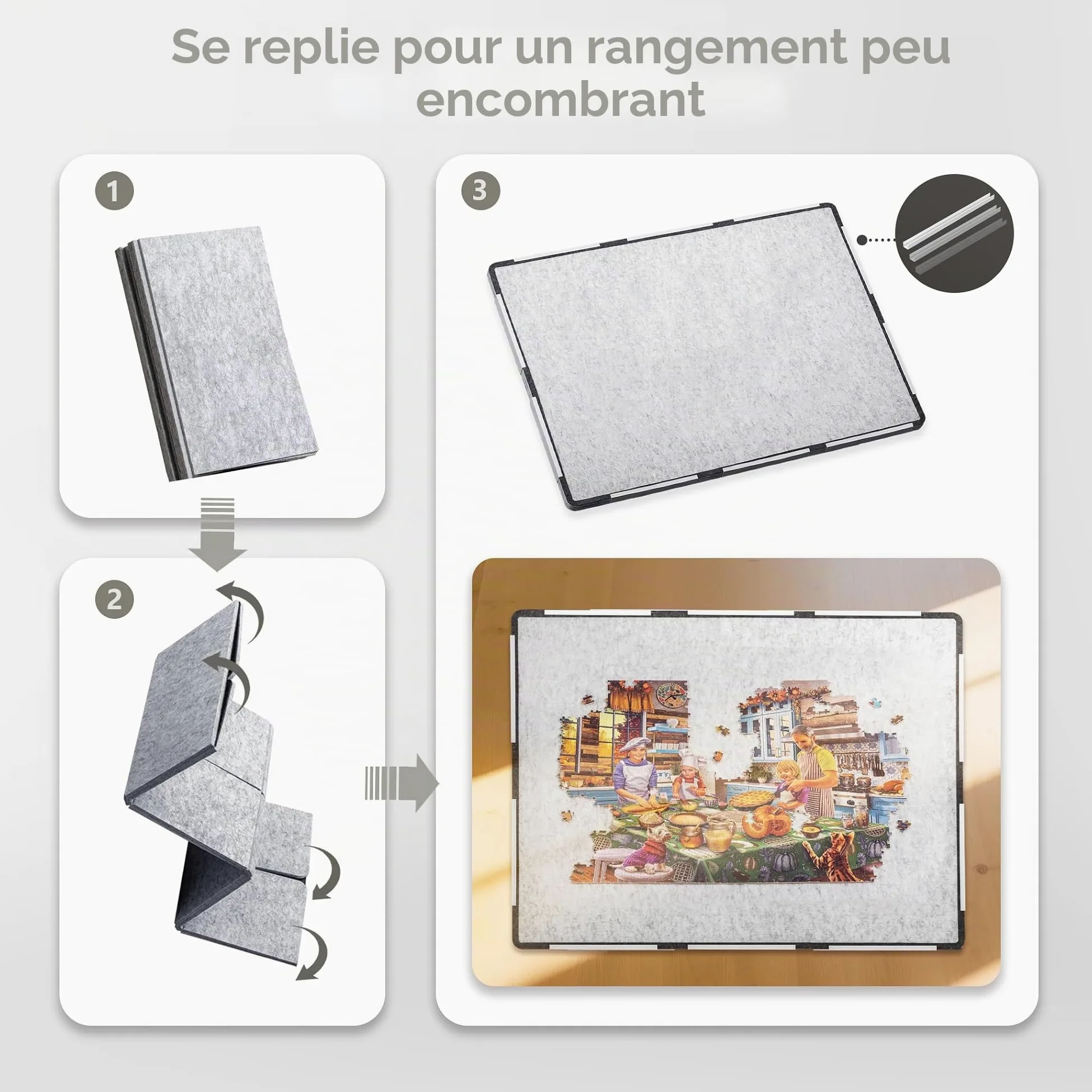 Tektalk Planche à Puzzle Pliable de 2 000 pièces en Feutre, Puzzle Jigsaw avancé pour Adultes, avec 6 Plateaux de tri colorés et Housse de Rangement en Feutre