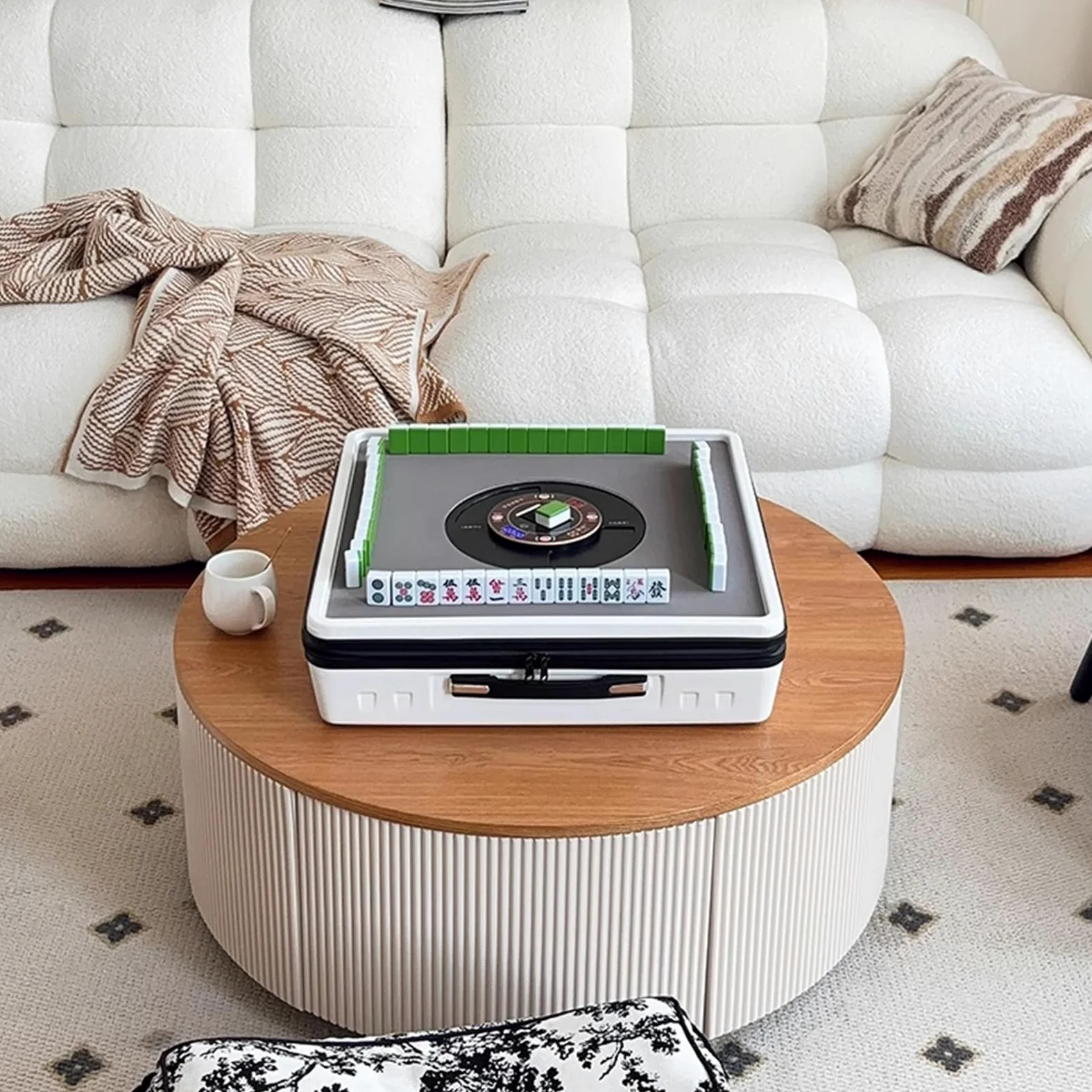 Table de mahjong électrique portable avec 144 carreaux magnétiques, mélange automatique, convient pour le style chinois et philippin, utilisation intérieure et extérieure