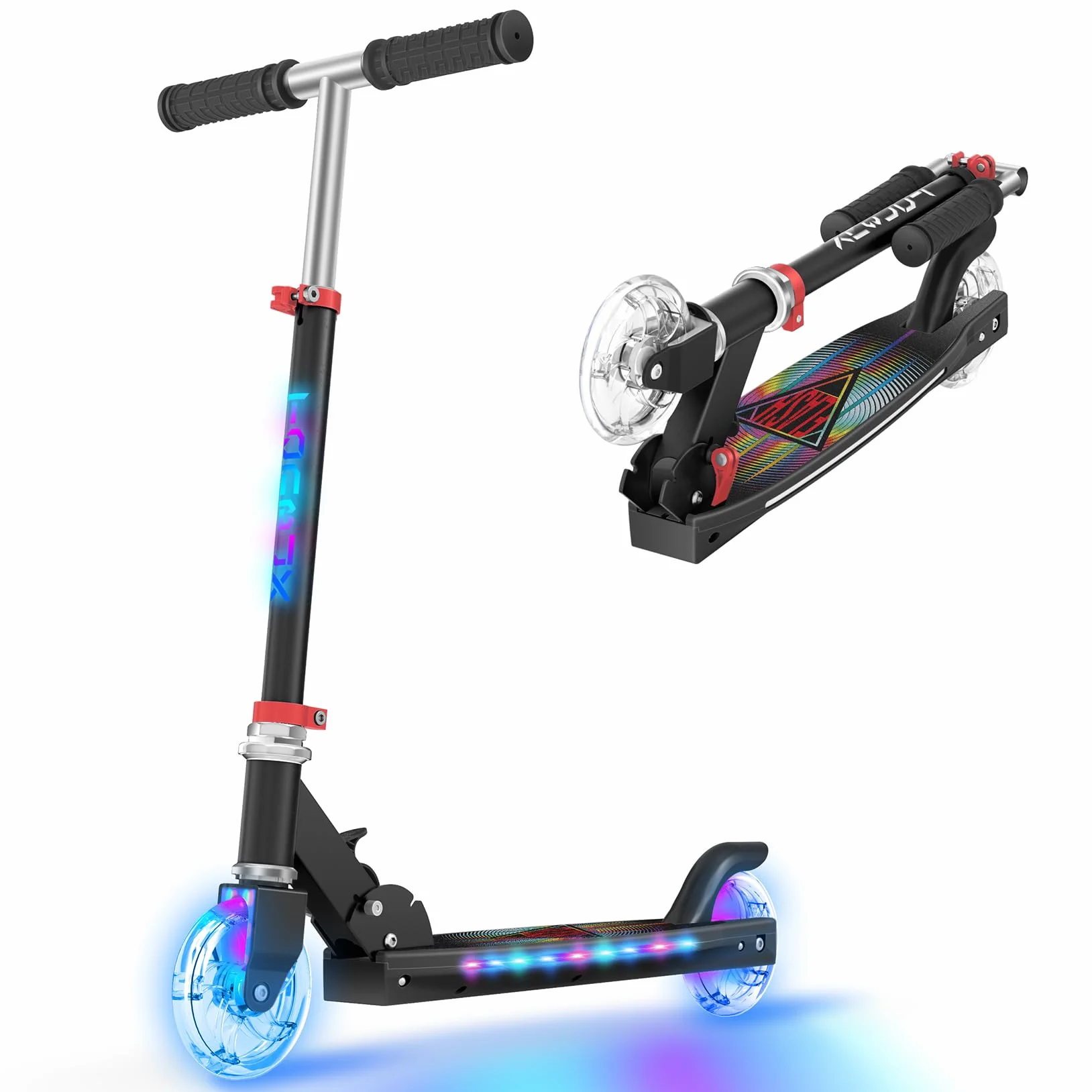 TONBUX Trottinette Enfants Hauteur Réglable 4 Niveaux Pliable Légère 5-12 Ans