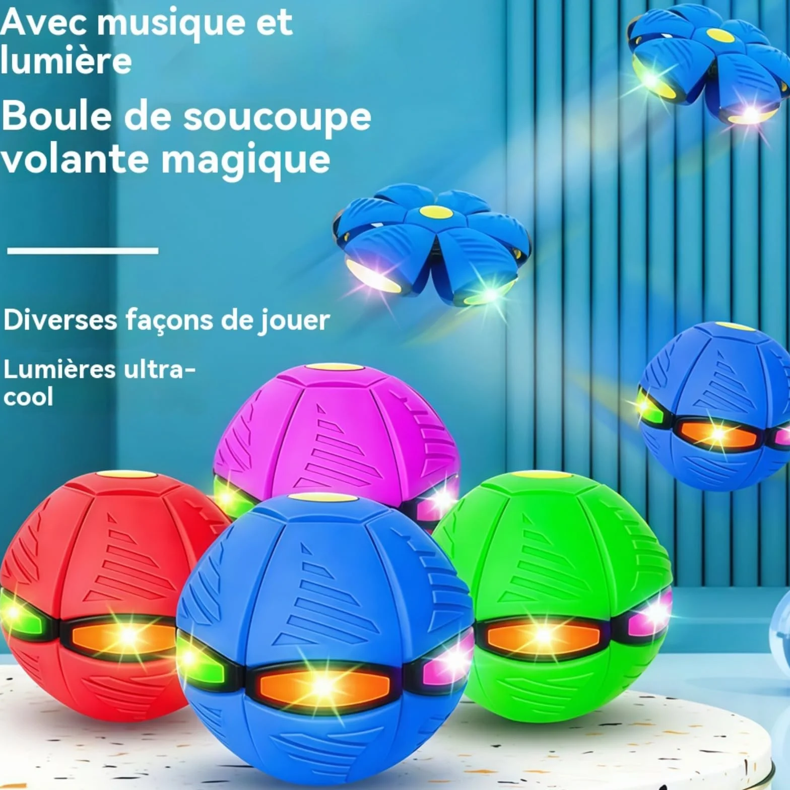 Generisch Ballon Sauteur pour Enfants, Soucoupe Volante Magique, Jouet Lumineux