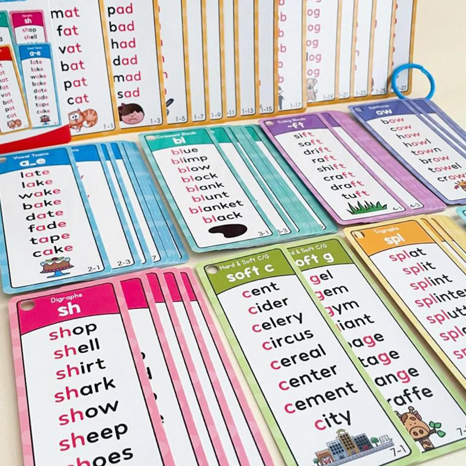 60 cartes d'apprentissage double face alphabet 16,7 x 6,3 cm, cartonné haute déchirure