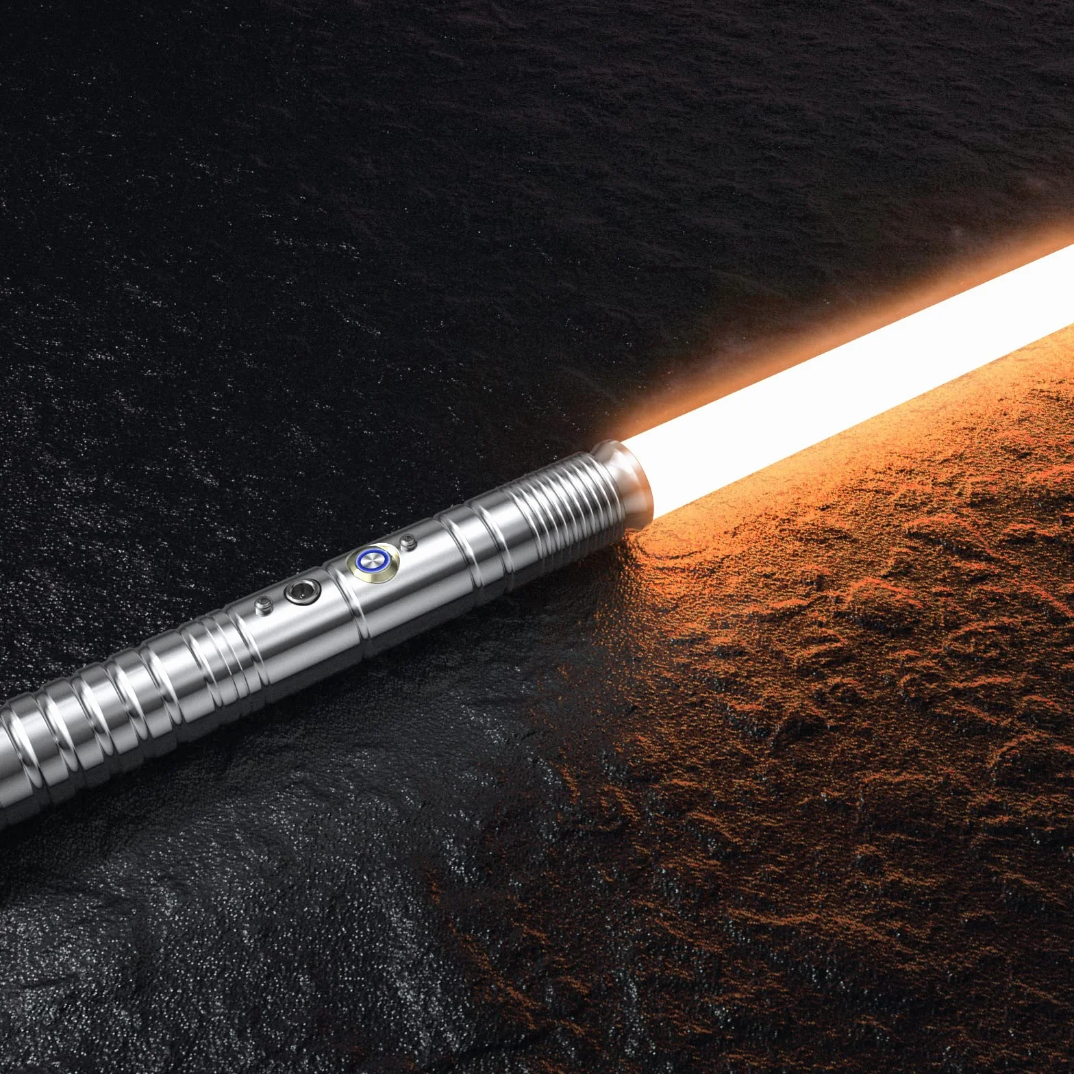 Sabre Laser RGB 7 Couleurs FX Sound Duel USB Rechargeable Métal Aluminium Argent Grip Cosplay