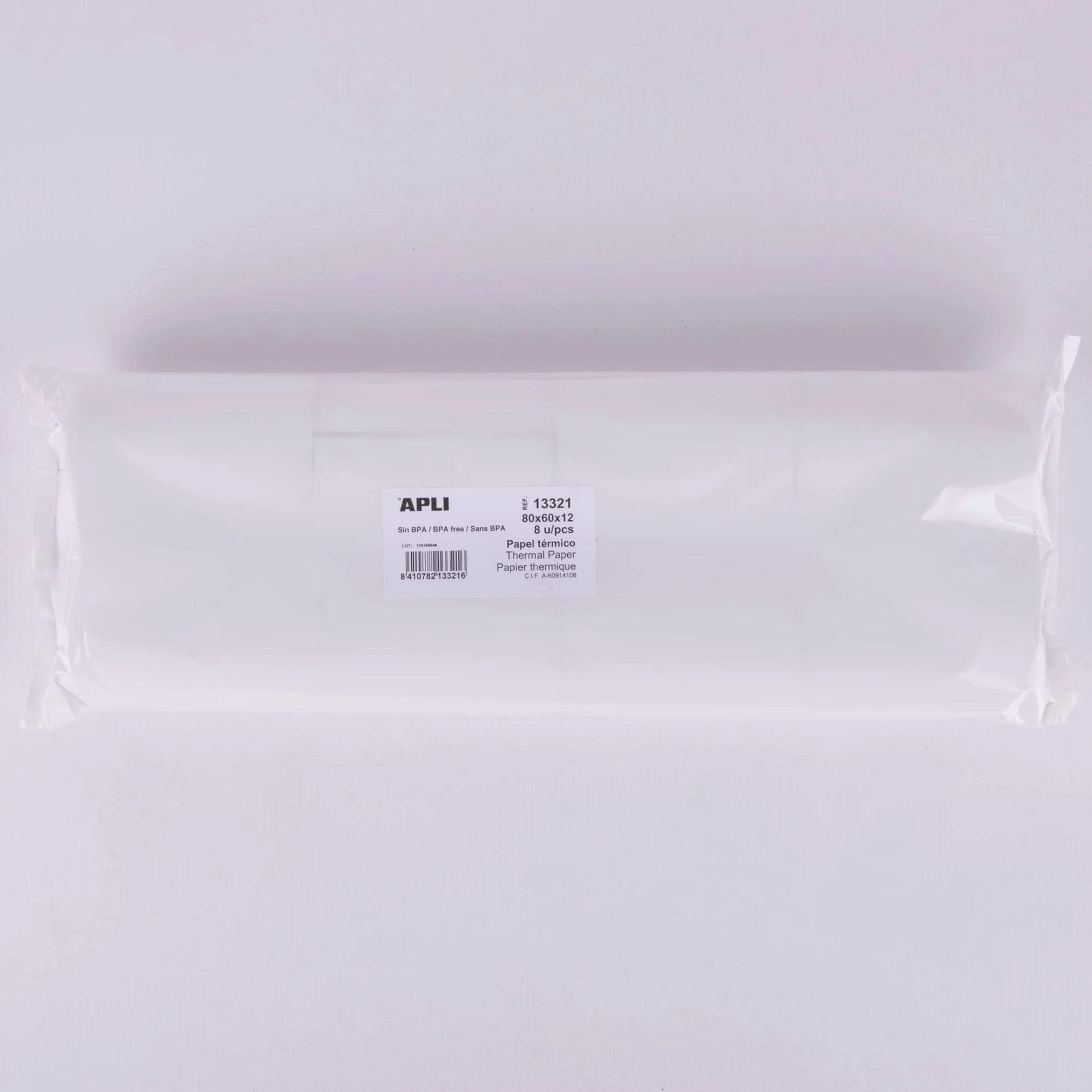 Apli 13321P Lot de 8 Bobines Papier thermique 80 x 60 x 12 mm