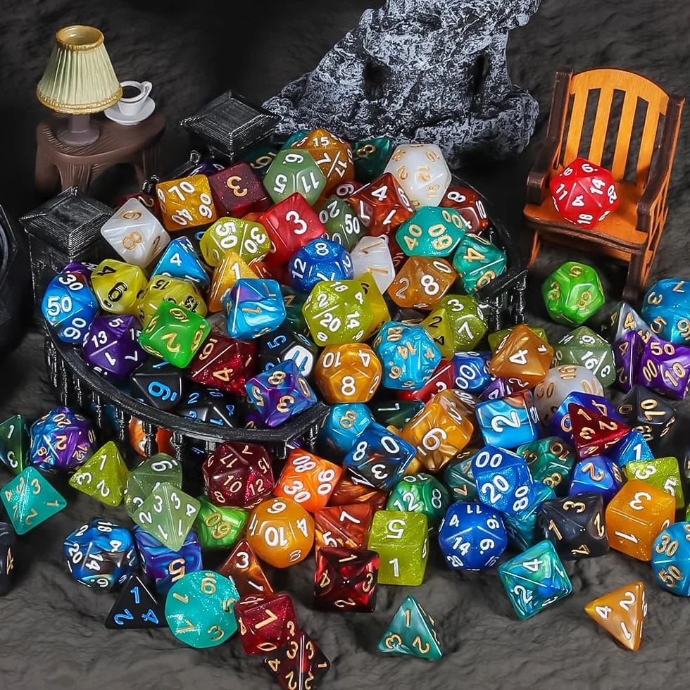QMAY Jeu de dés polyédriques 175PCS DND Dés D4 D8 D10 D12 D20 D%