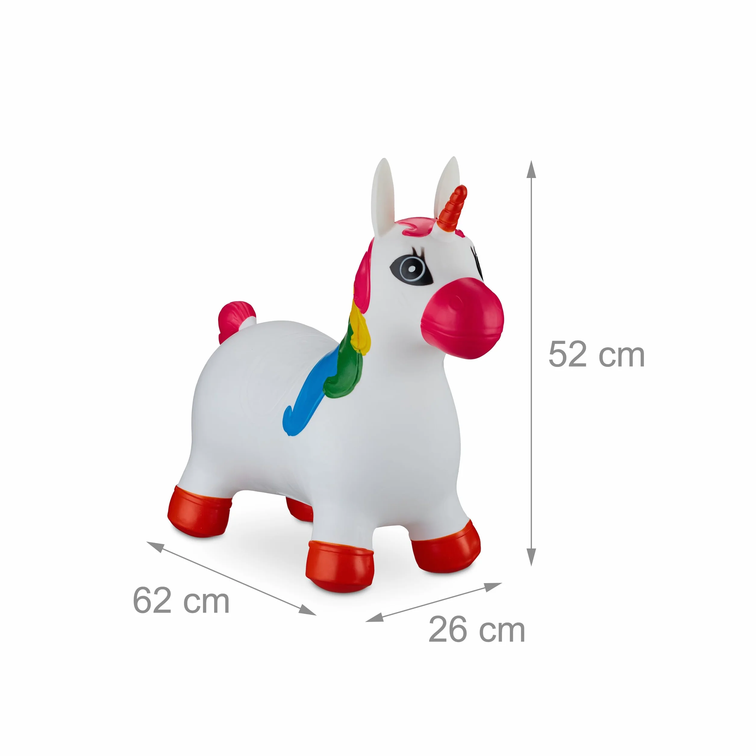 Relaxdays Animal Sauteur en Forme de Licorne, Charge Max. 50 kg, sans BPA, Pompe à air, Blanc