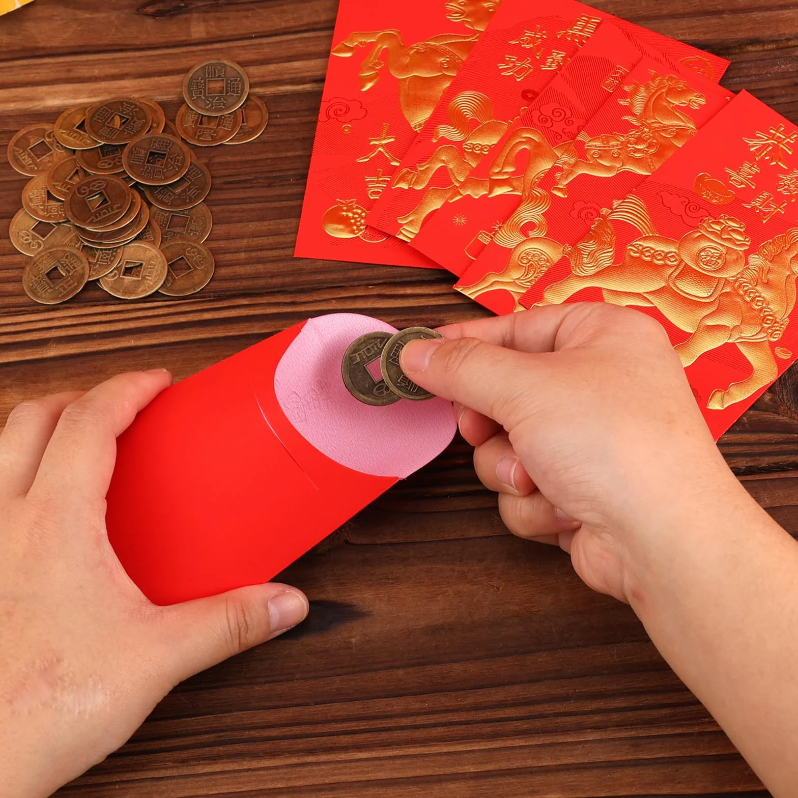 36pcs Enveloppes Rouges Nouvel An Chinois 11,5x8cm Porte-Bonheur Fête Printemps 2026 Année Cheval 6 Modèles