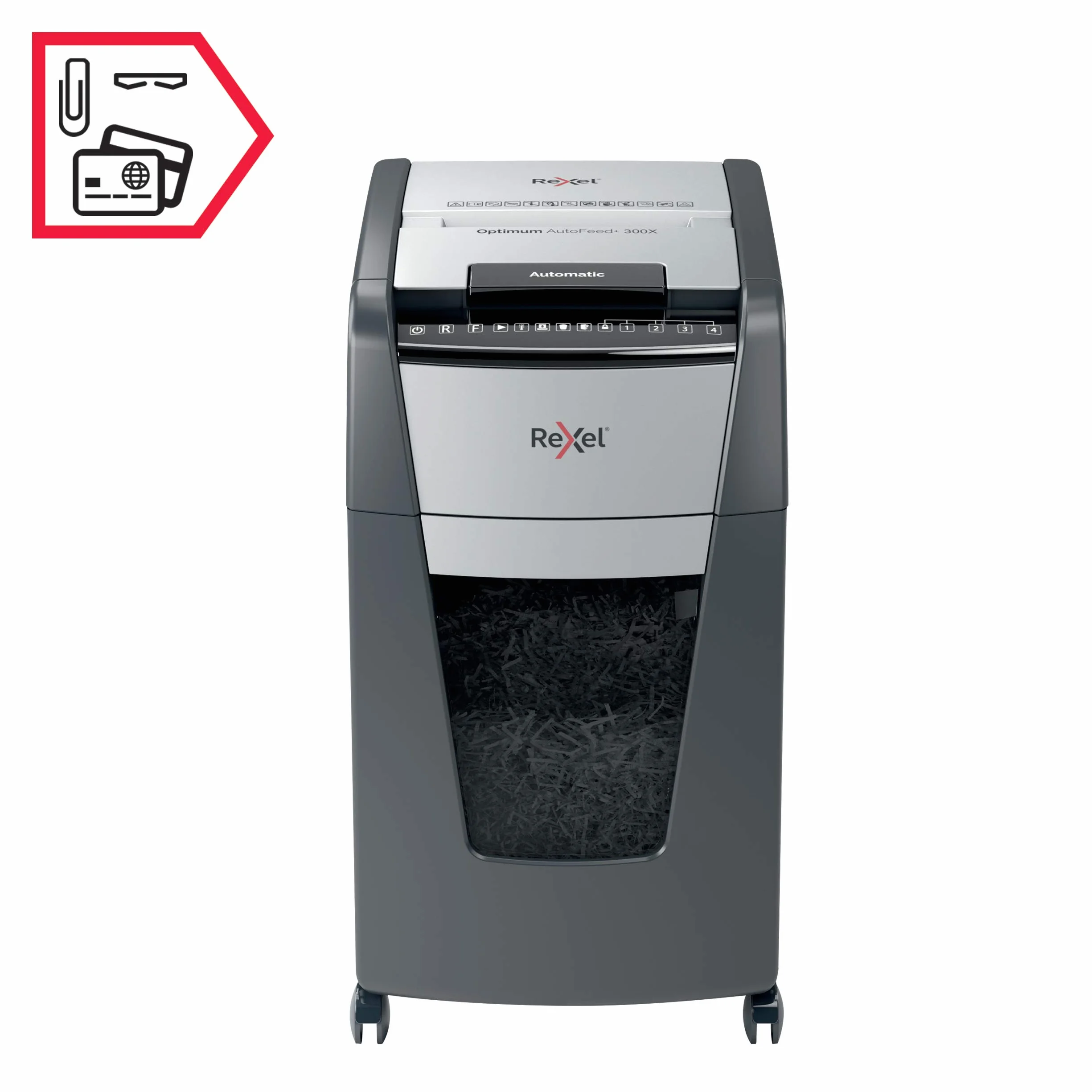 Rexel Auto+ 300X Destructeur de Documents Automatique Coupe Croisée Sécurité P4 300 Feuilles 60L