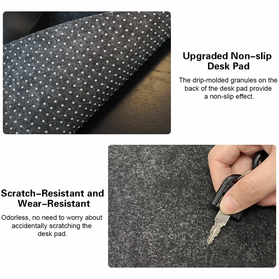 Tapis de Souris Feutre Gris 90x43cm Grand Tapis Bureau XXL Antidérapante Sous-main