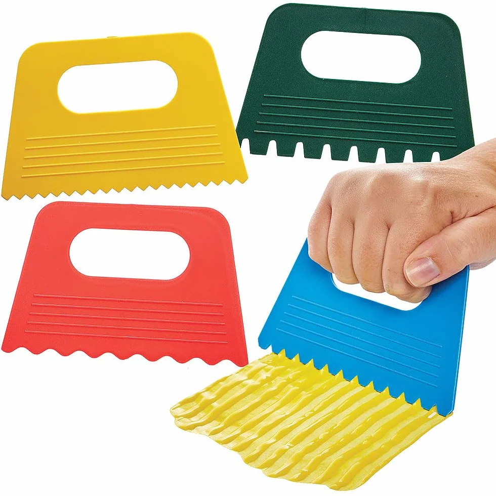 Baker Ross FN487 Grattoirs pour peinture et texture - Lot de 4, outils d'artisanat pour enfants