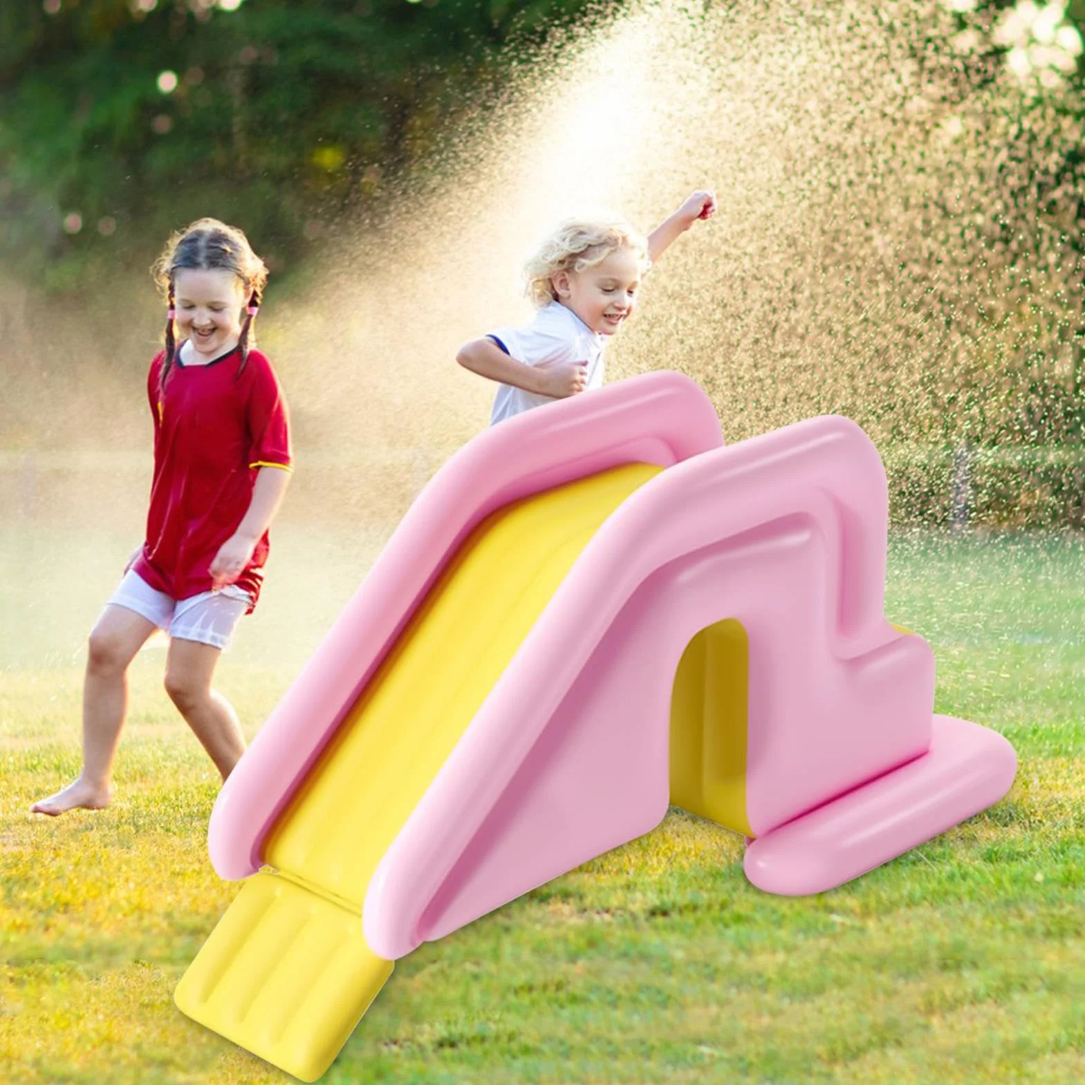 Toboggan Gonflable Aquatique avec Marches Anti-Retournement pour Piscine Hors Sol
