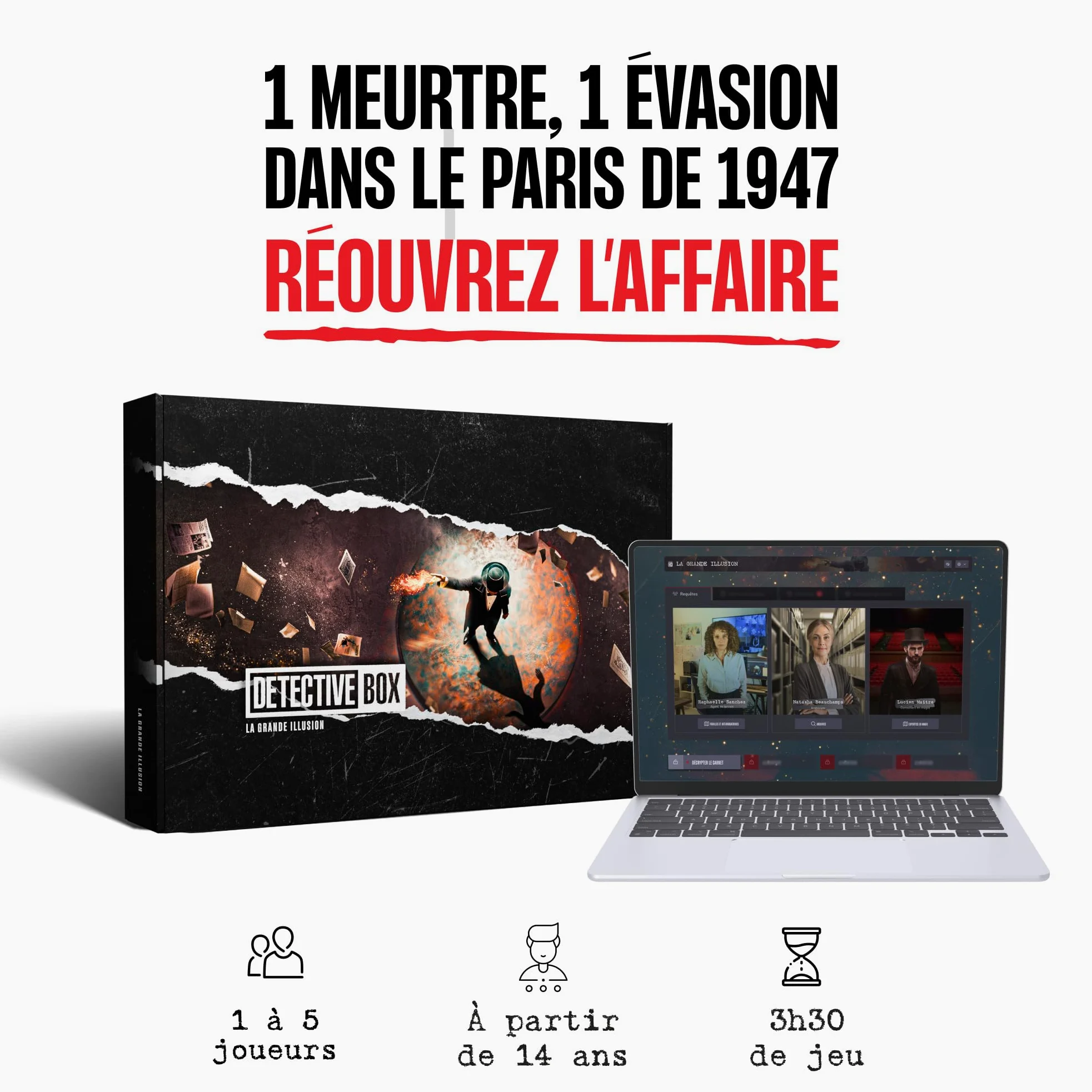 Pack 3 Enquêtes Immersives | Jeux d’Investigation & Énigmes | Escape Game Narratif (Monaco, Paris 1947, Alpes) | 1–5 Joueurs | Dès 14 Ans | Connexion Internet Requise
