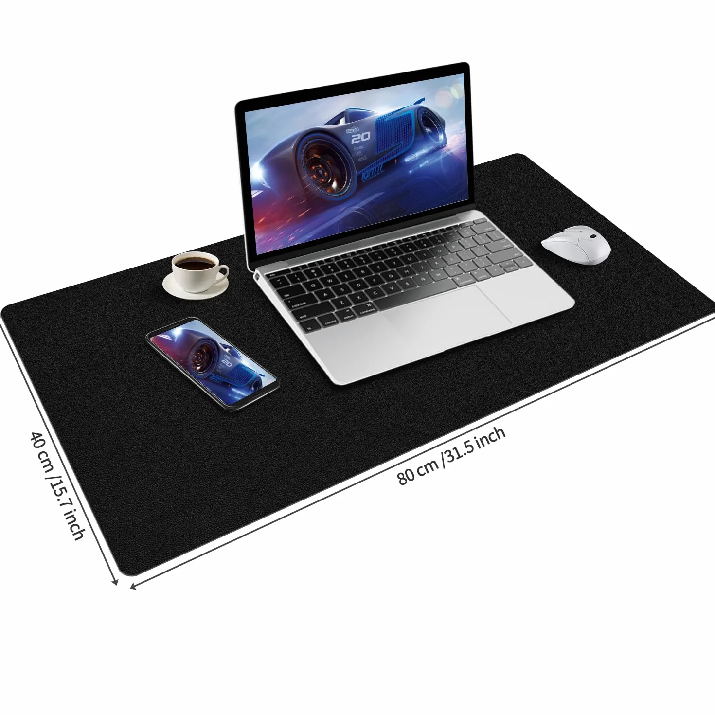 Tapis de Bureau Cuir PU 80x40 cm Imperméable Antidérapant Protection de Table pour Clavier Écriture