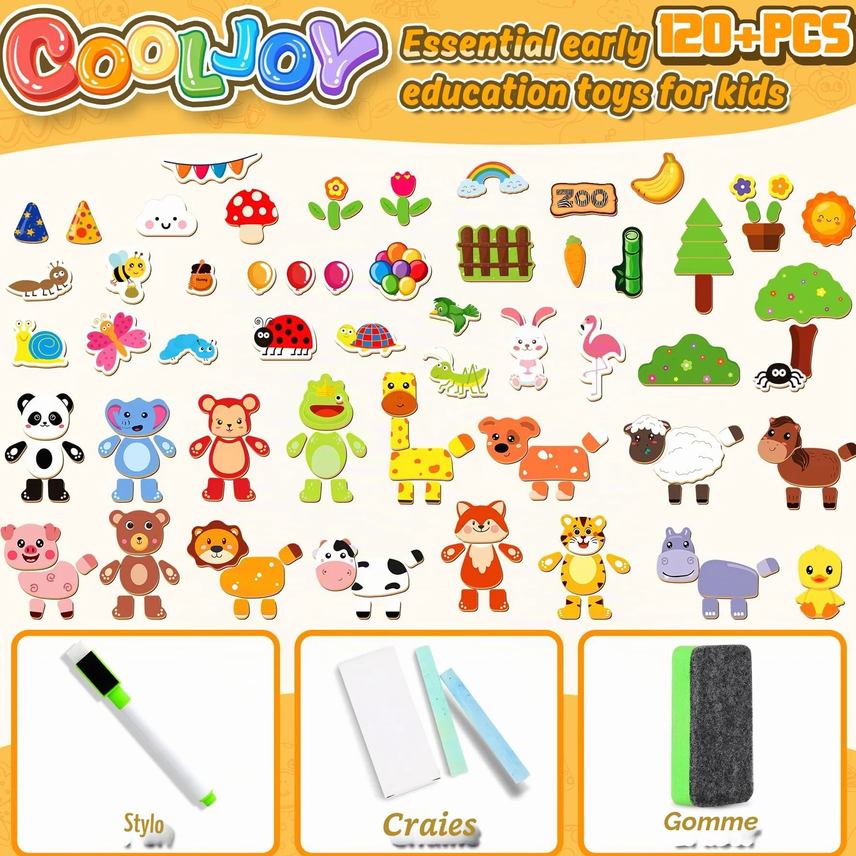 COOLJOY Magnétique Puzzle Jouet Enfant 3 Ans, Jeux en Bois Double Face, Jouets Educatif pour 3 4 5 Ans