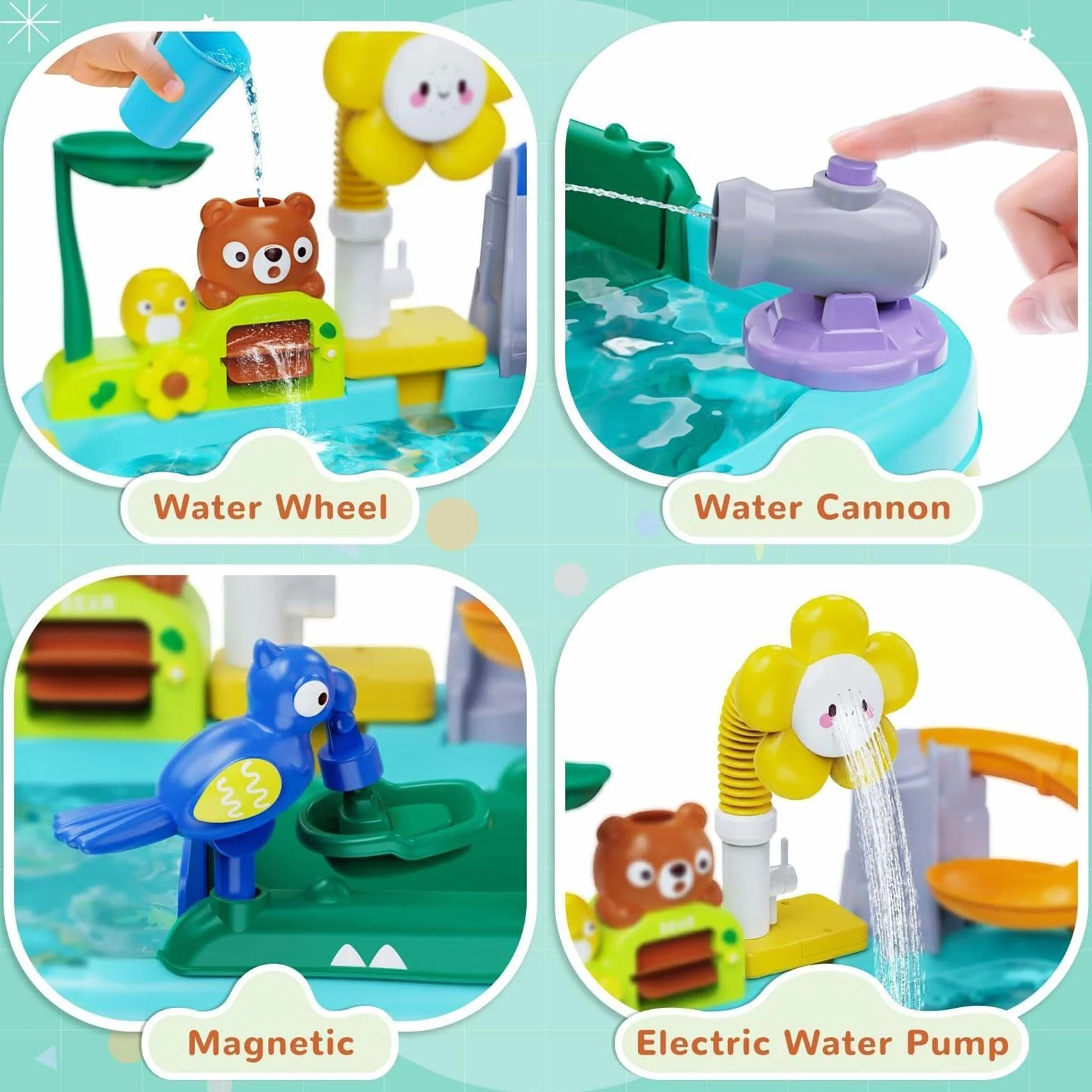 Table de jeux sensorielle pour tout-petits - Jeu d'extérieur avec aimants | Centre d'activités interactif anti-éclaboussures