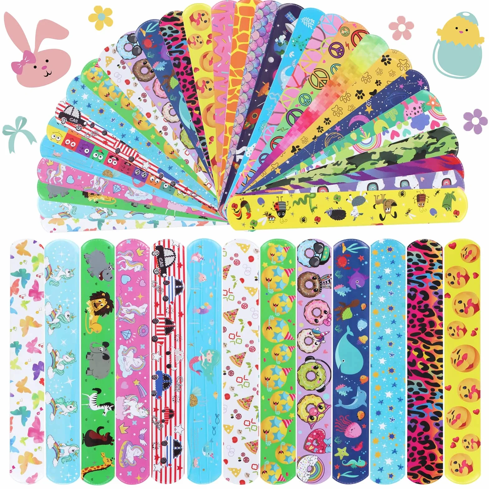 Slap Bracelet 24/30/50 pcs Animaux Dinosaures Licorne Sirène Enfants Filles Garçons