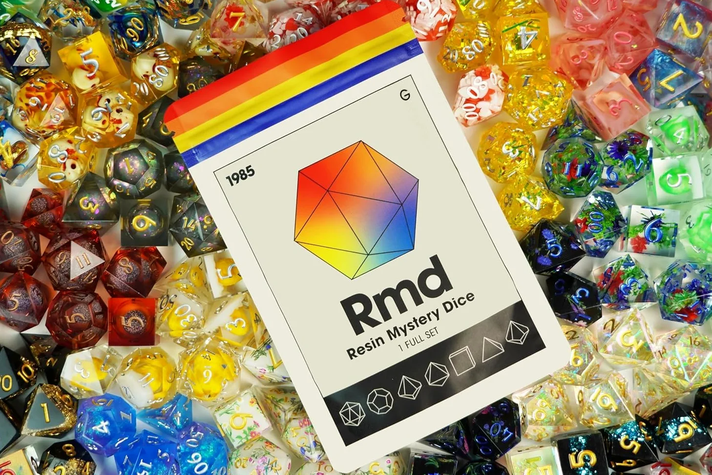 1985 Games Lot de 6 dés polyédriques à bord tranchant – Dés RPG mystère pour Donjons, Dragons et RPG de table