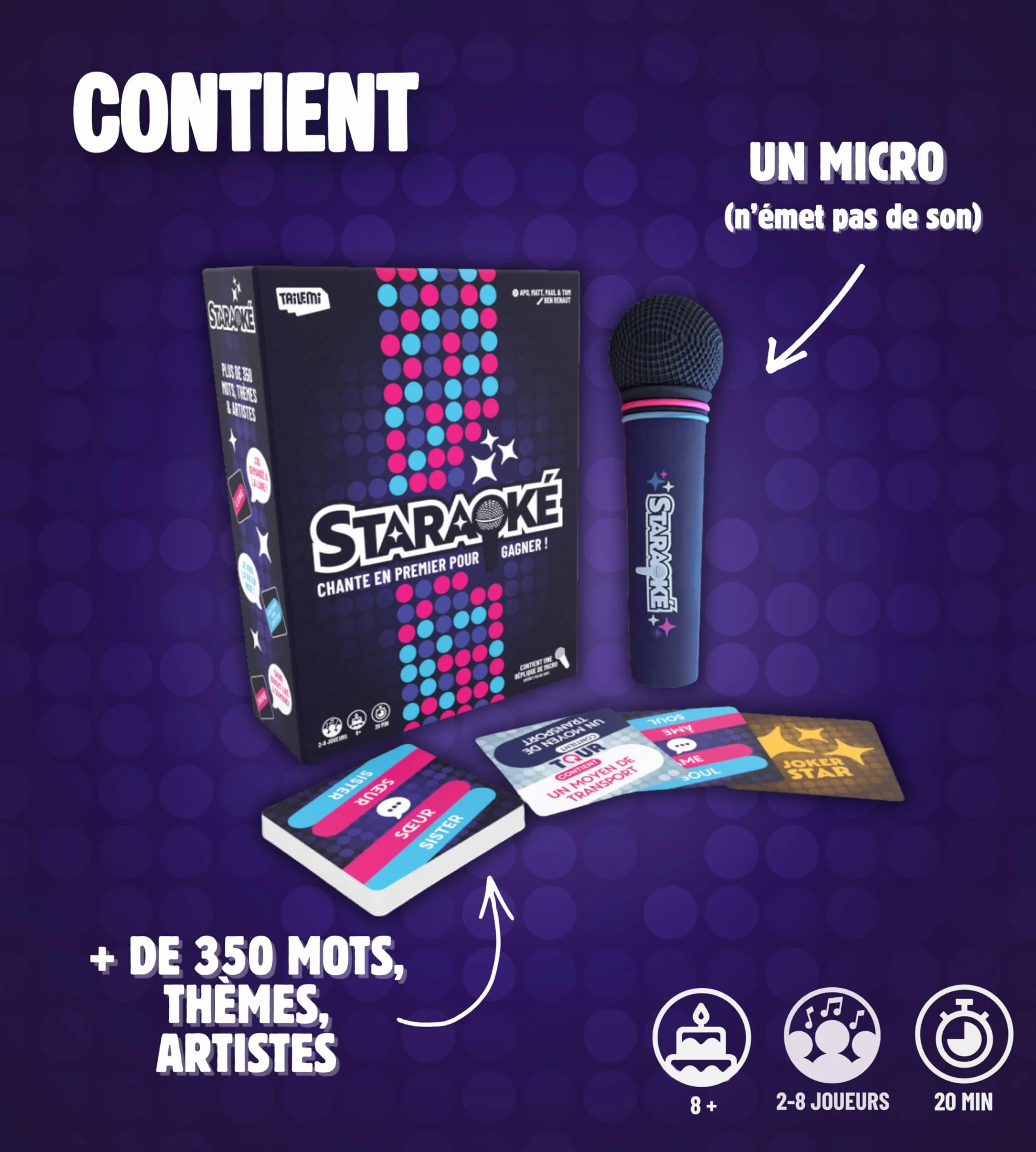 STARAOKÉ Jeu de société Musical drôle - Jeu d'Ambiance 2 à 8 Joueurs 350 Cartes Dès 8 Ans