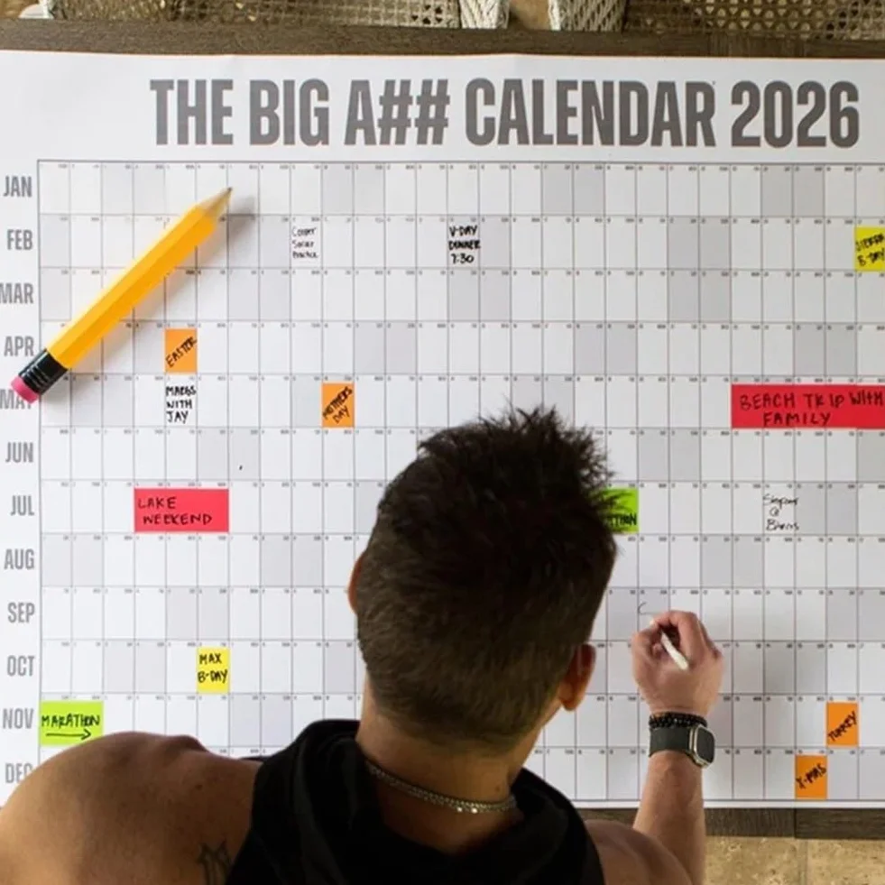 Grand Calendrier Mural Effaçable à Sec 2026, Vue Annuelle, Organisation par Code Couleur, Planification (Bleu)