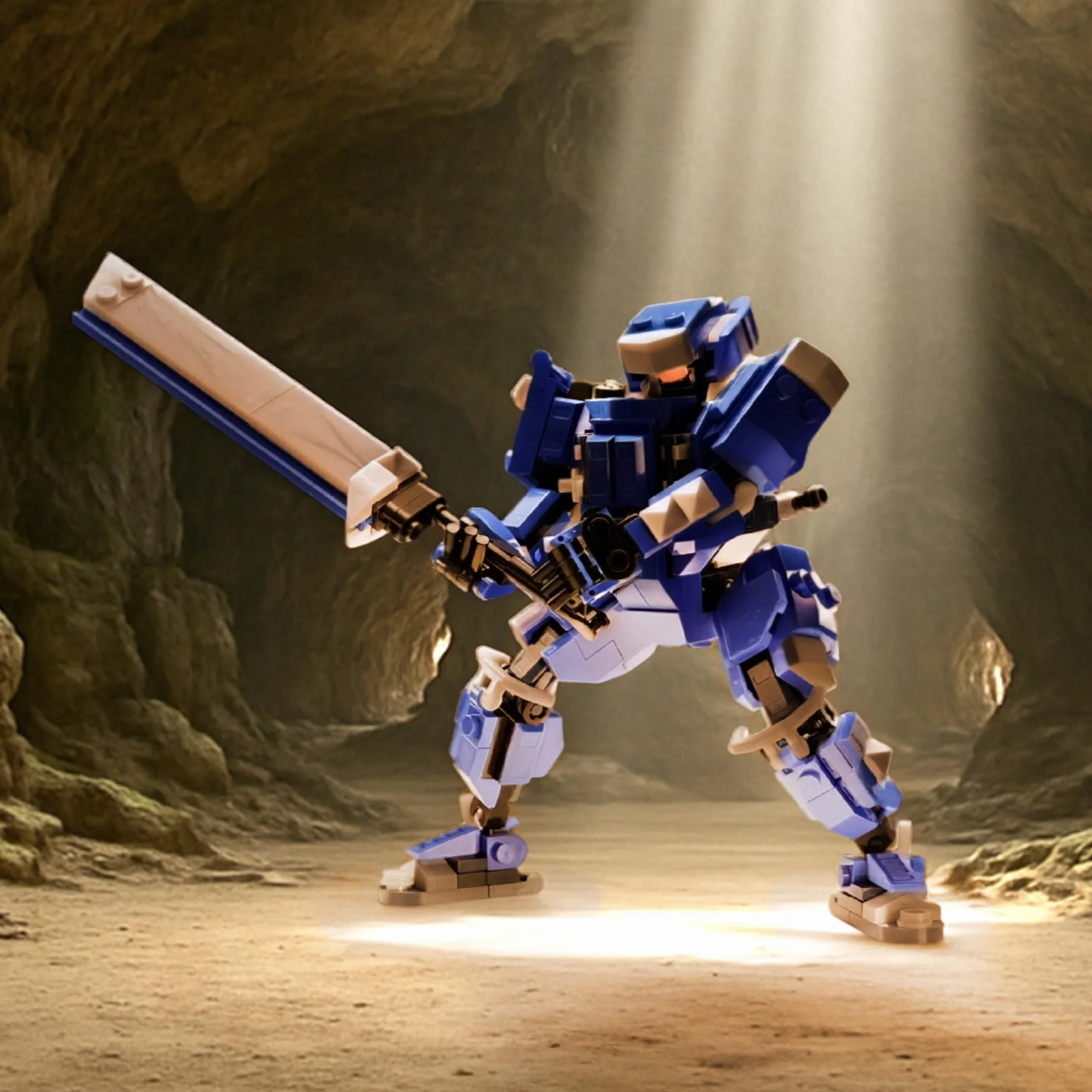 MyBuild Keiji 5027 Unité Mecha à Armure Bleue avec Épée Longue Robot Articulé Jouet Construction 14+
