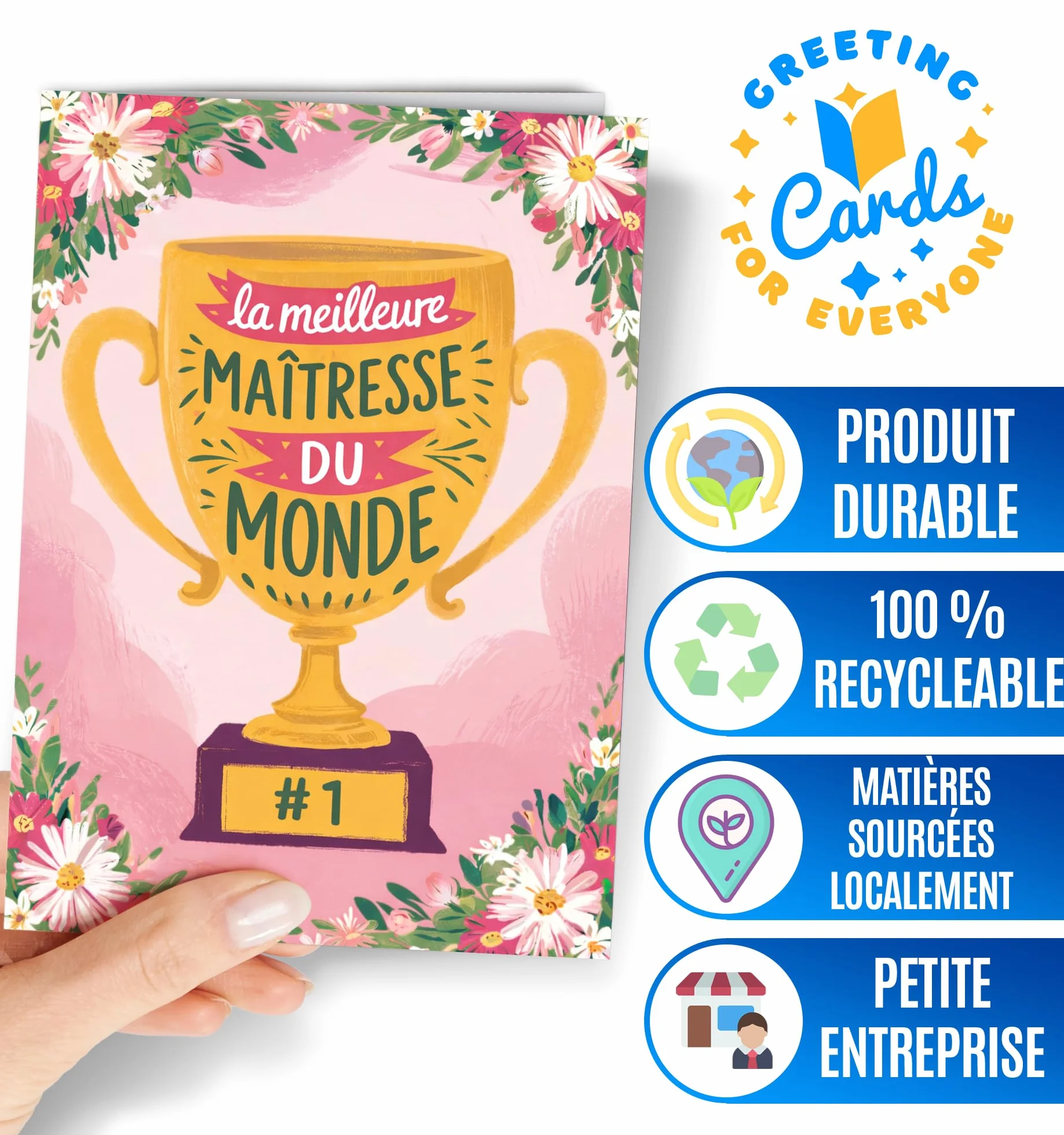 Merci Carte Maitresse d'école - Cadeau Remerciement Fin d'Année Professeur - Enseignants Cadeaux Original