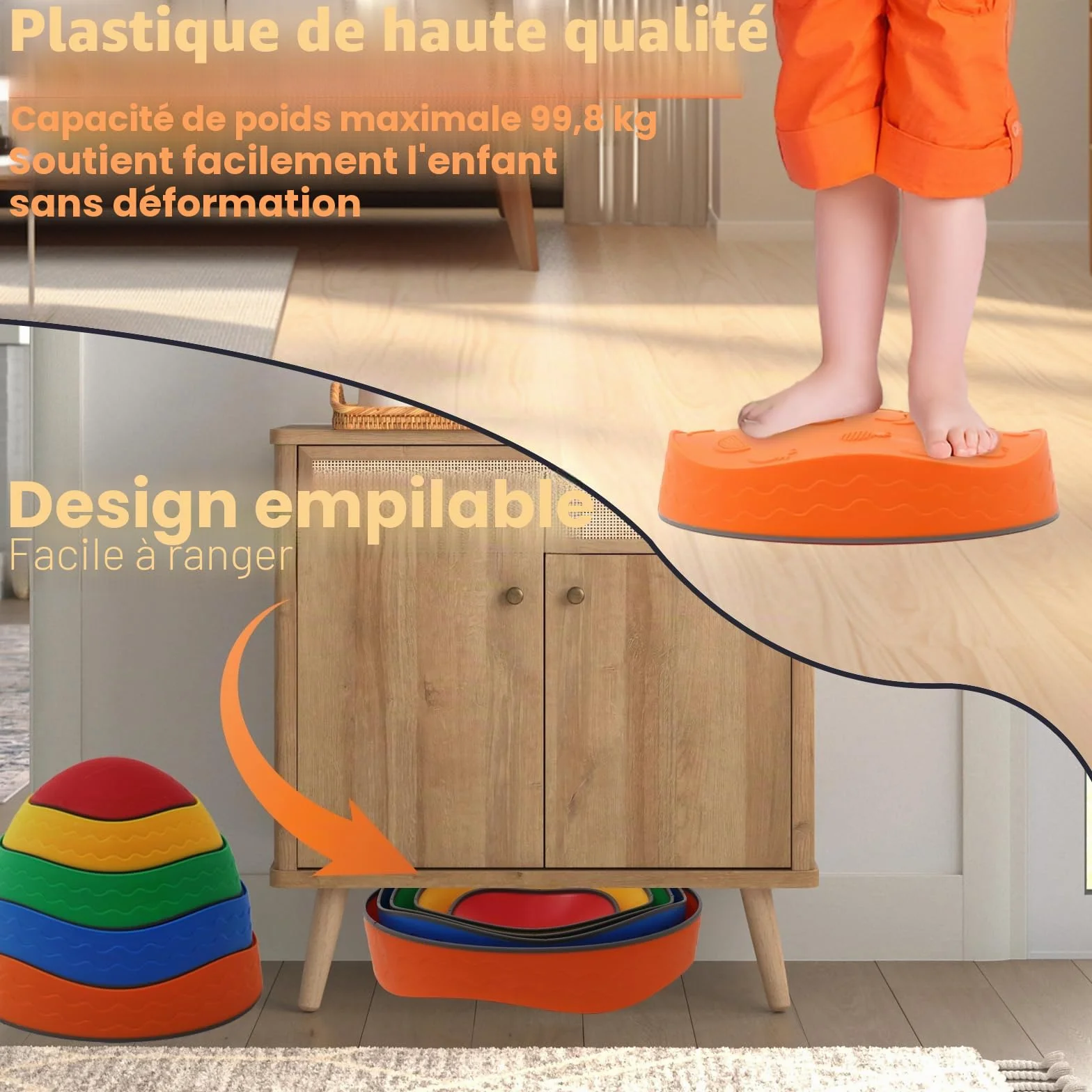 Pierre d'équilibre pour Enfants, 5 Pierres de Motricité, Parcours Motricité, Antidérapant Dalles Sensorielles Intérieur & Extérieur