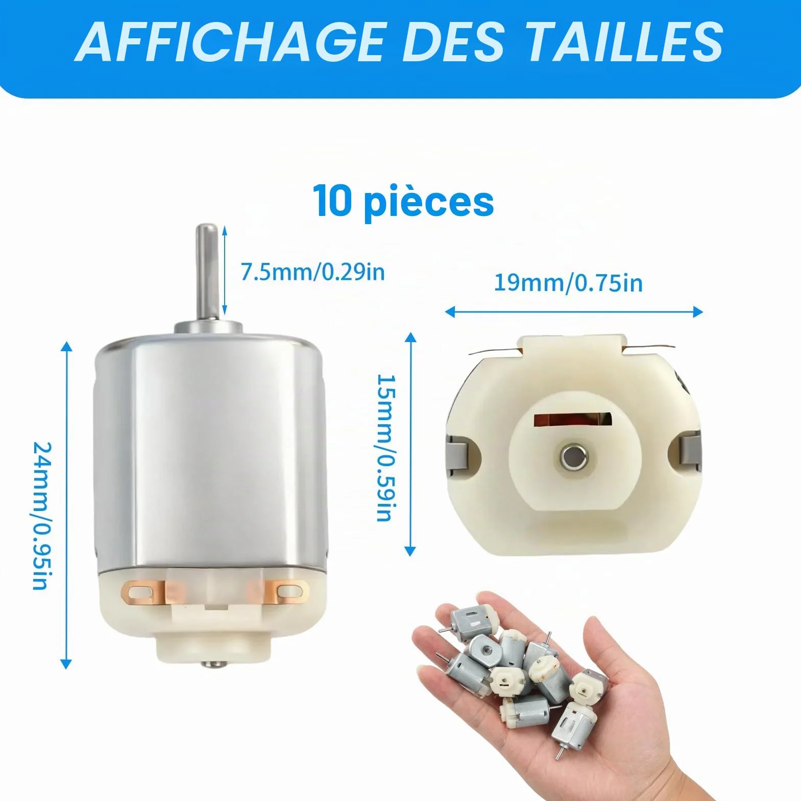 Lot de 10 mini moteurs DC 1,5 V-6 V Micro130 19500 tr/min pour jouets robot DIY