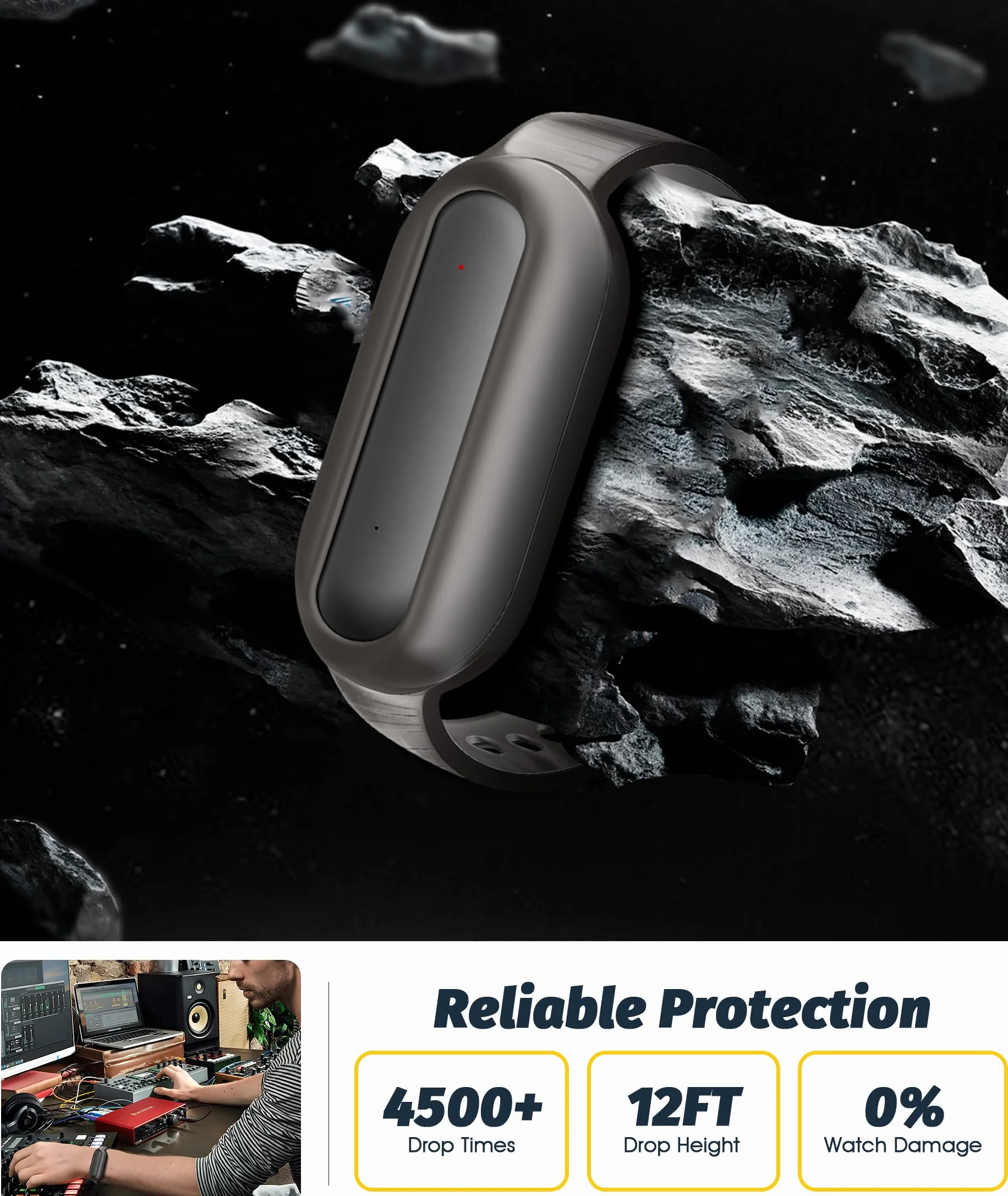 NEWZEROL Bracelet TPU pour PLAUD NotePin, Coque Protection Style Montre, Résistant Poussière Rayures - Gris