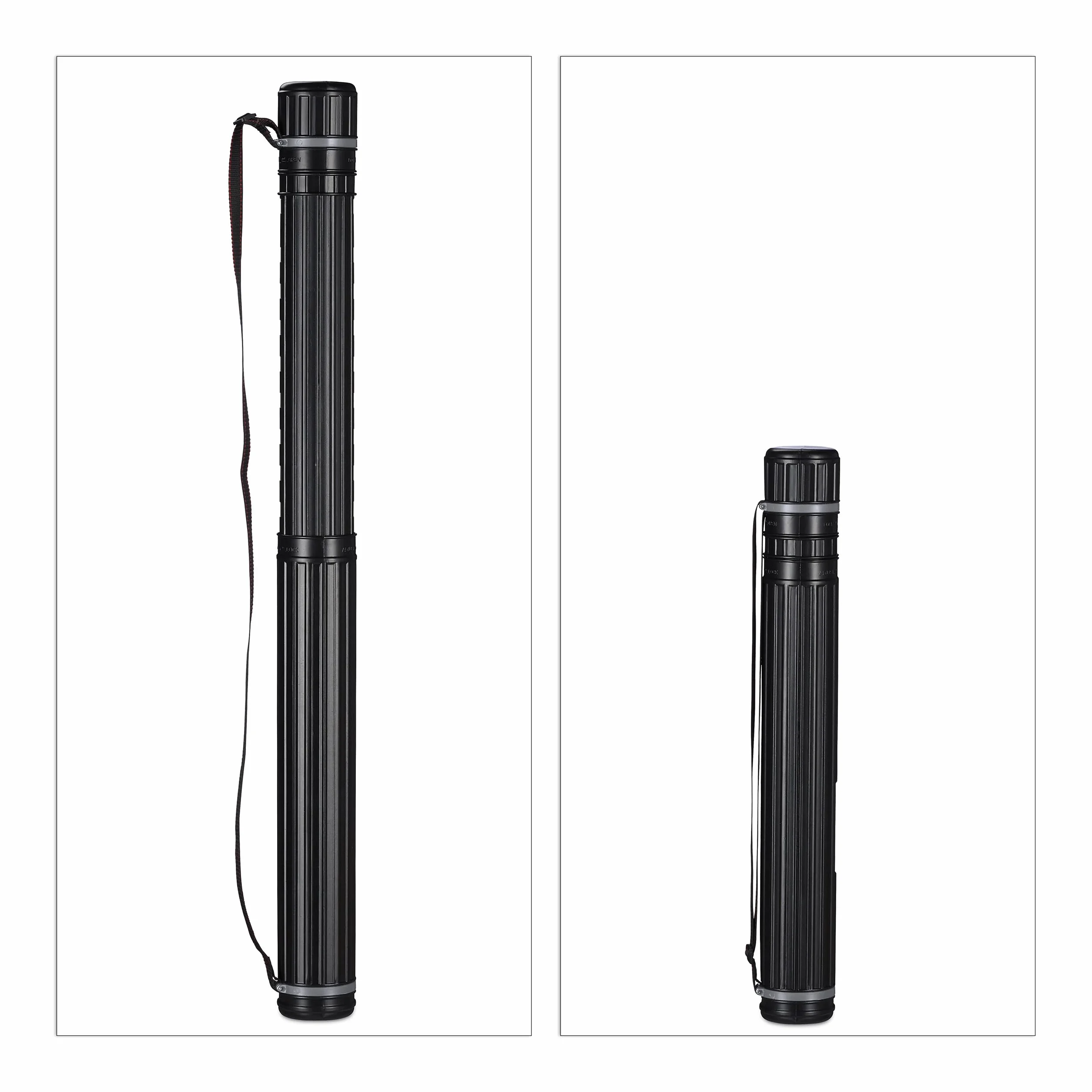 Relaxdays Tube de Transport pour Poster et Dessin, Format 0A, Extensible 64-107 cm, Noir et Gris