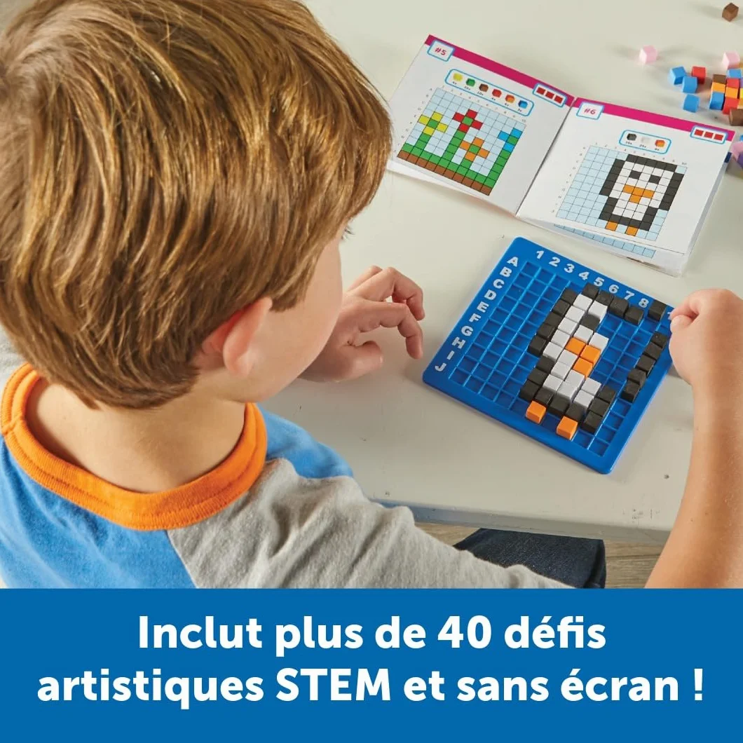Learning Resources STEM Explorers Pixel Art Challenge, Jeu éducatif Codage sans écran 5-8 Ans, 400 Pixels, Base 10x10