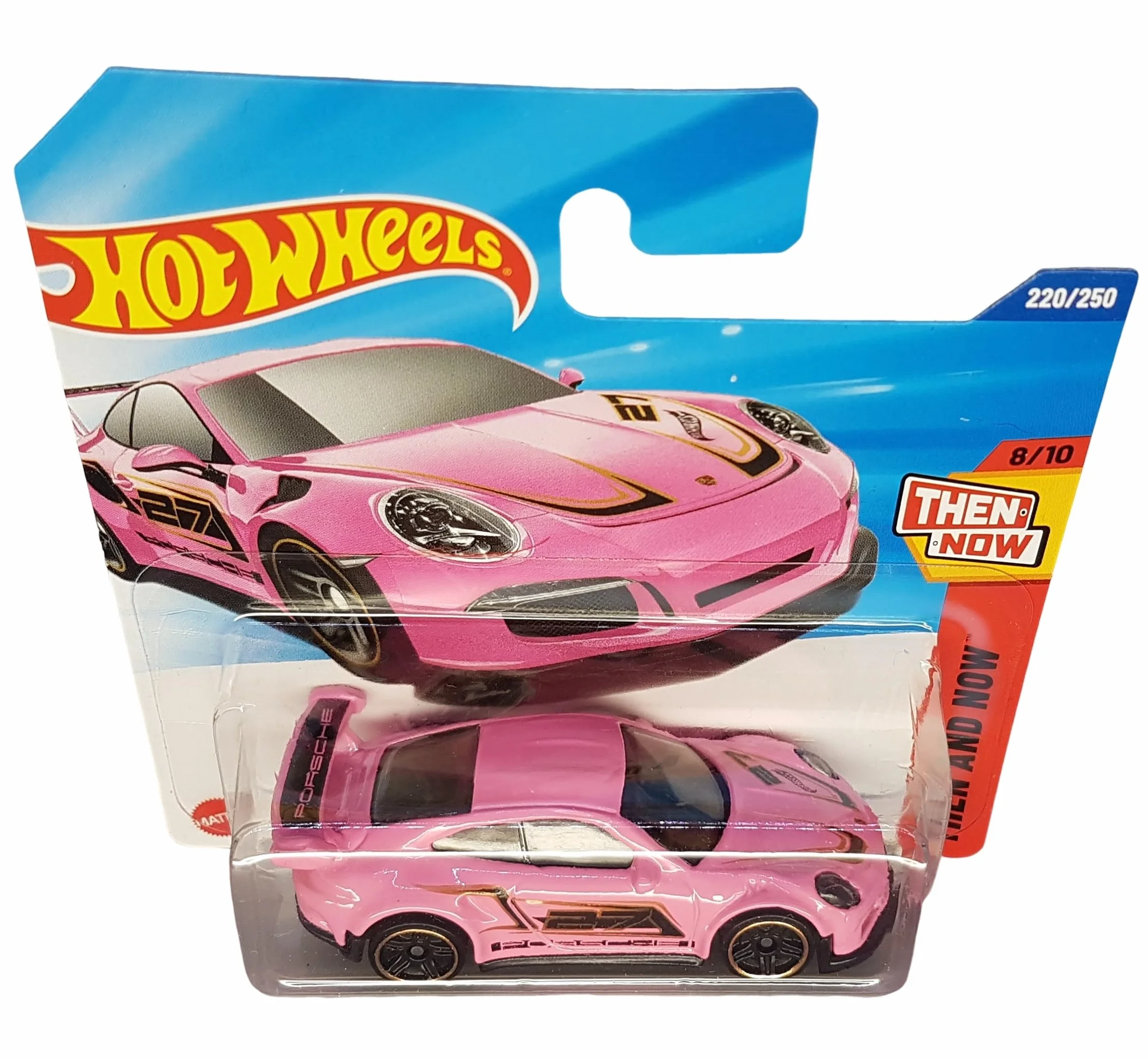 Hot Wheels Porsche 911 GT3 RS Then and Now 8/10 Carte courte Rose Mattel 1:64