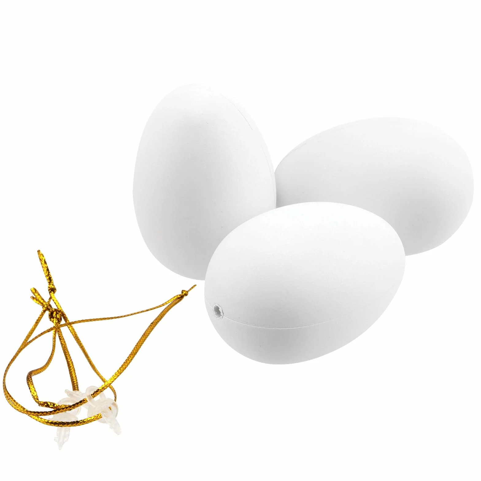 Œufs de Pâques décoratifs en plastique - Lot de 60 - Blanc - 6 x 4 cm - À suspendre