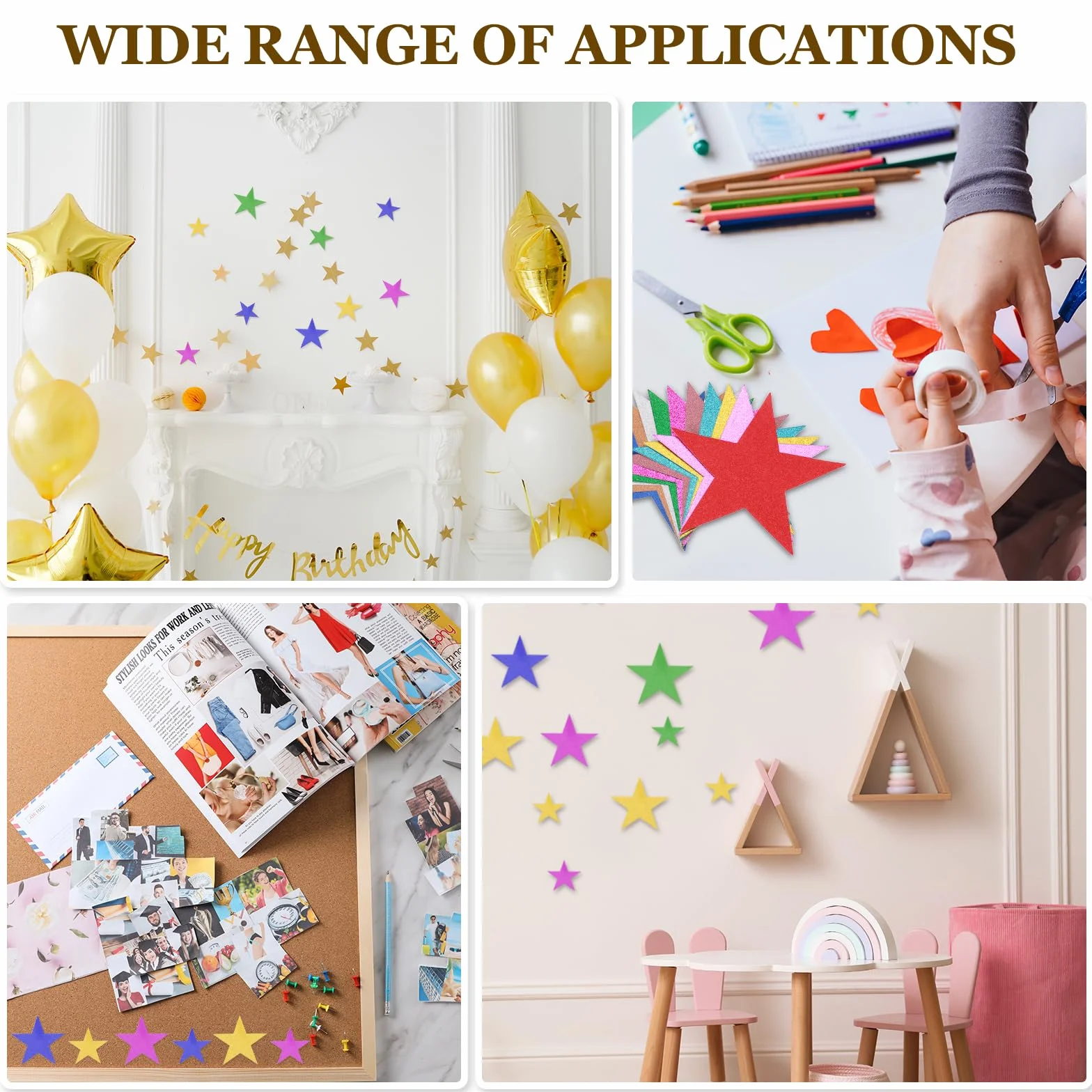 QUARKZMAN 50 Pcs Confettis Étoiles Pailletées 5 Pouces Décoration de Fête Doré
