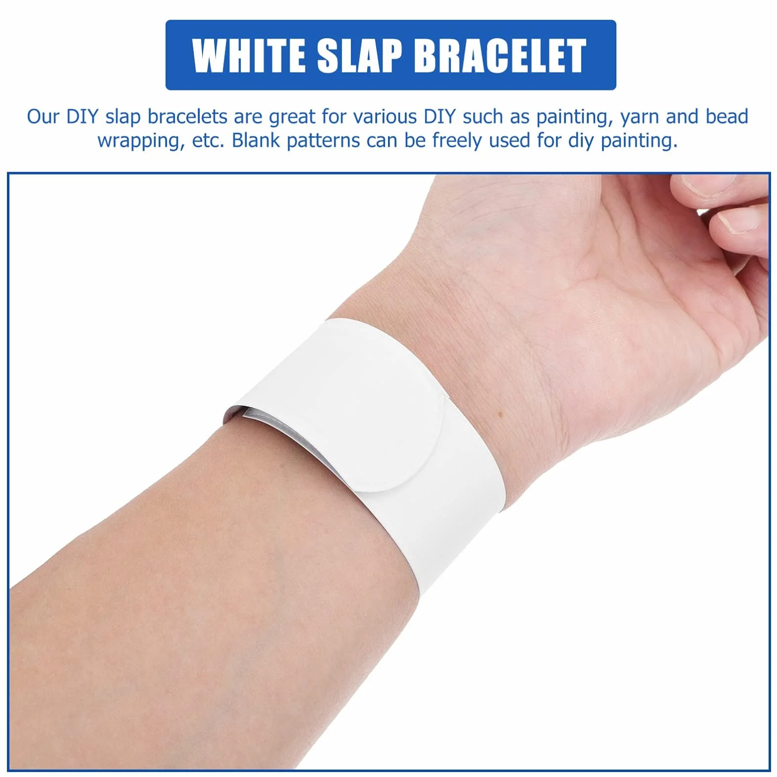 Slap Bracelets Blanc 12 pièces Bracelet Fête Peinture Bricolage Enfants