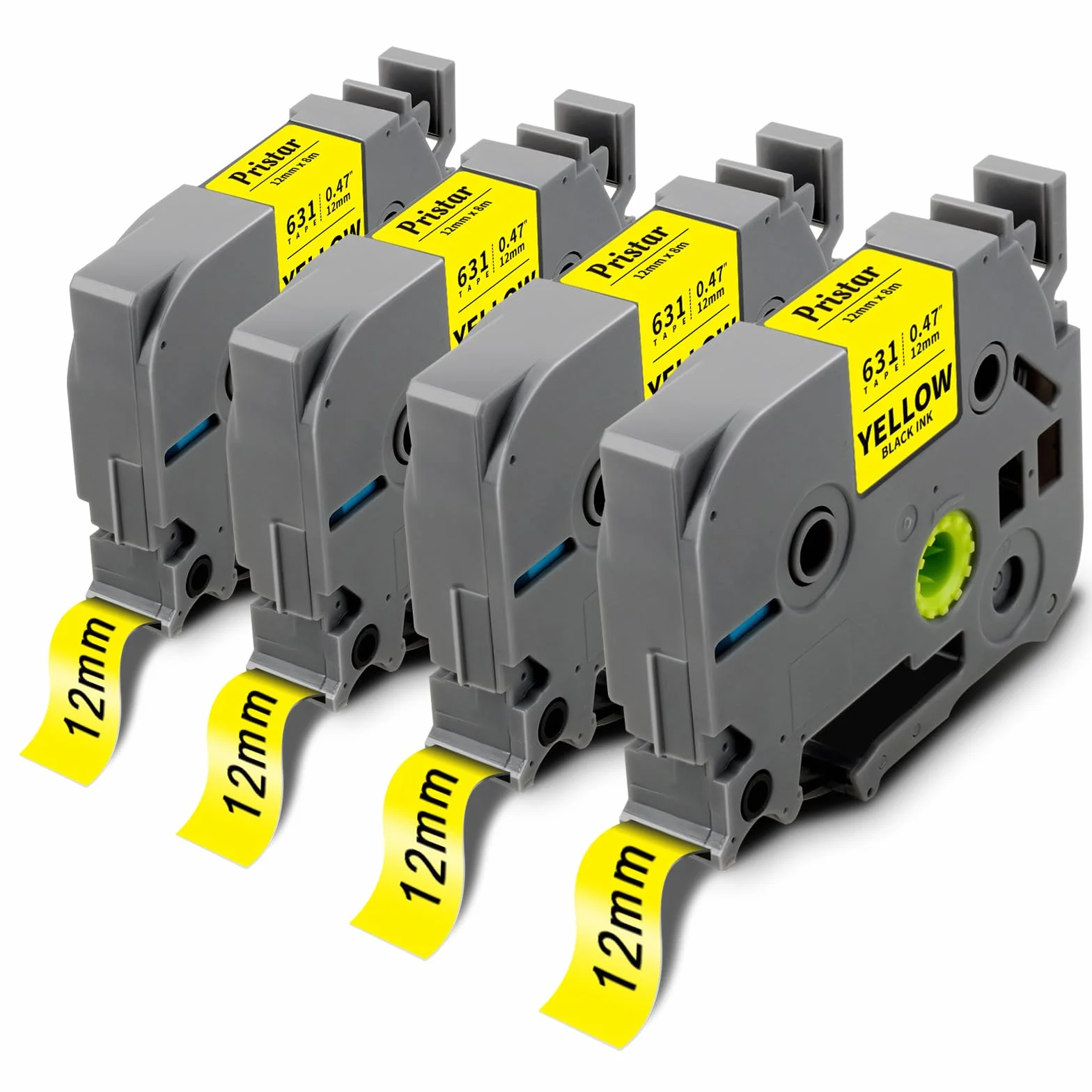 Pristar 12mm Compatible Brother TZe-631 TZ-631 TZe631 Ruban Noir sur Jaune Laminé pour P-touch