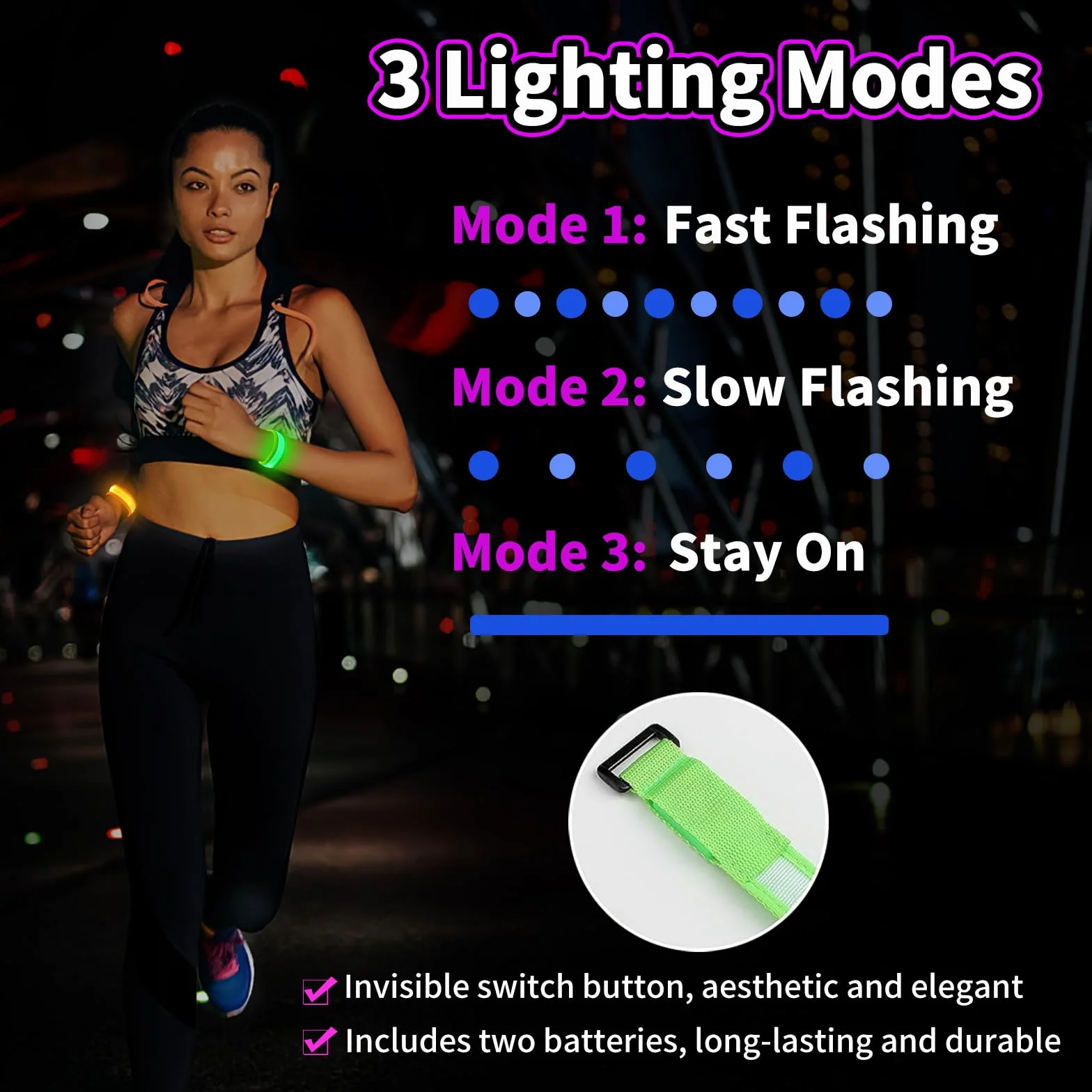 KATELUO 6 Pièces Bracelet LED Lumineux Concert Ajustable Clignotant Phosphorescent