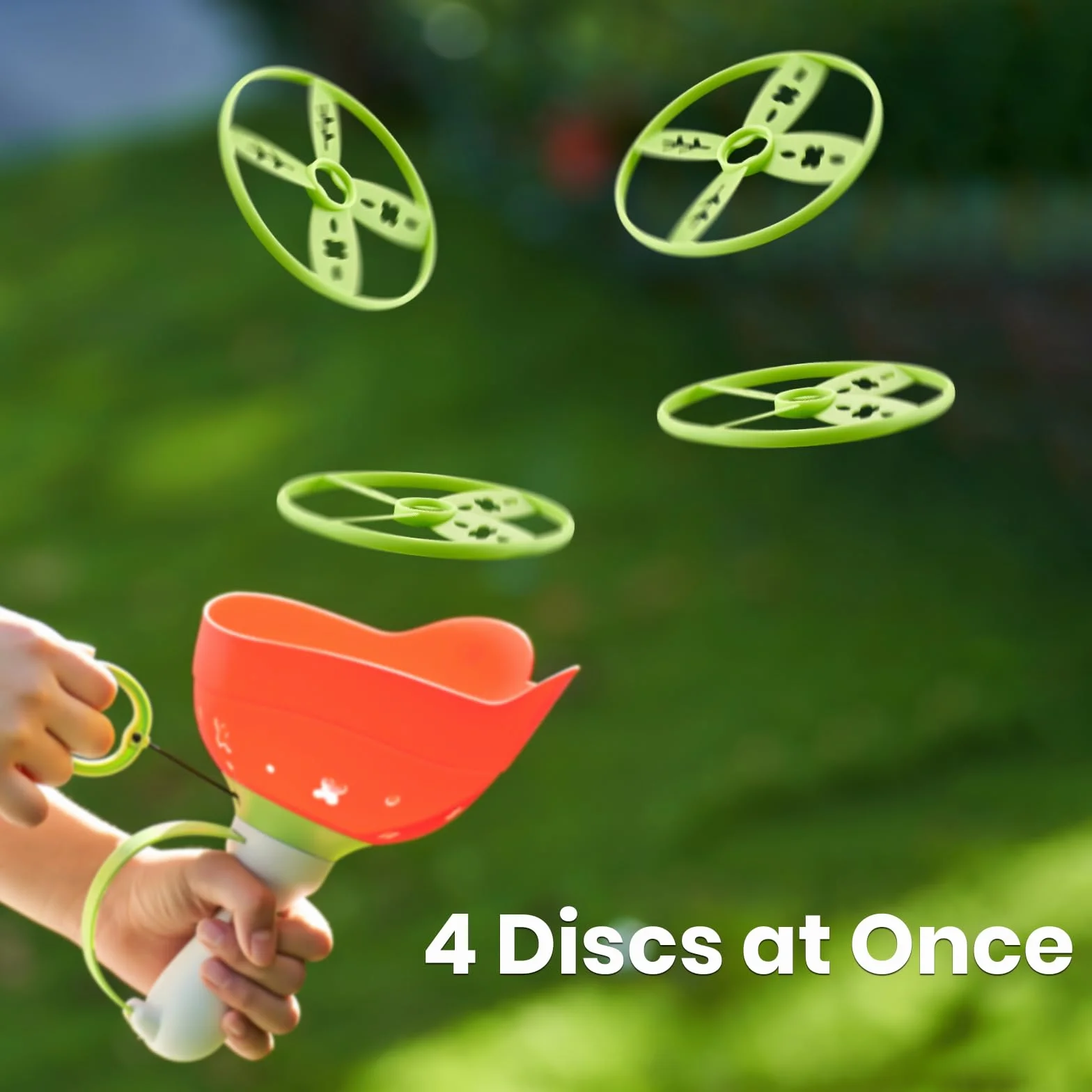 Manual Capture Game mit 12 Scheiben, Flying Disc Launcher Spielzeug, Outdoor-Spielzeug für Kinder 3-12