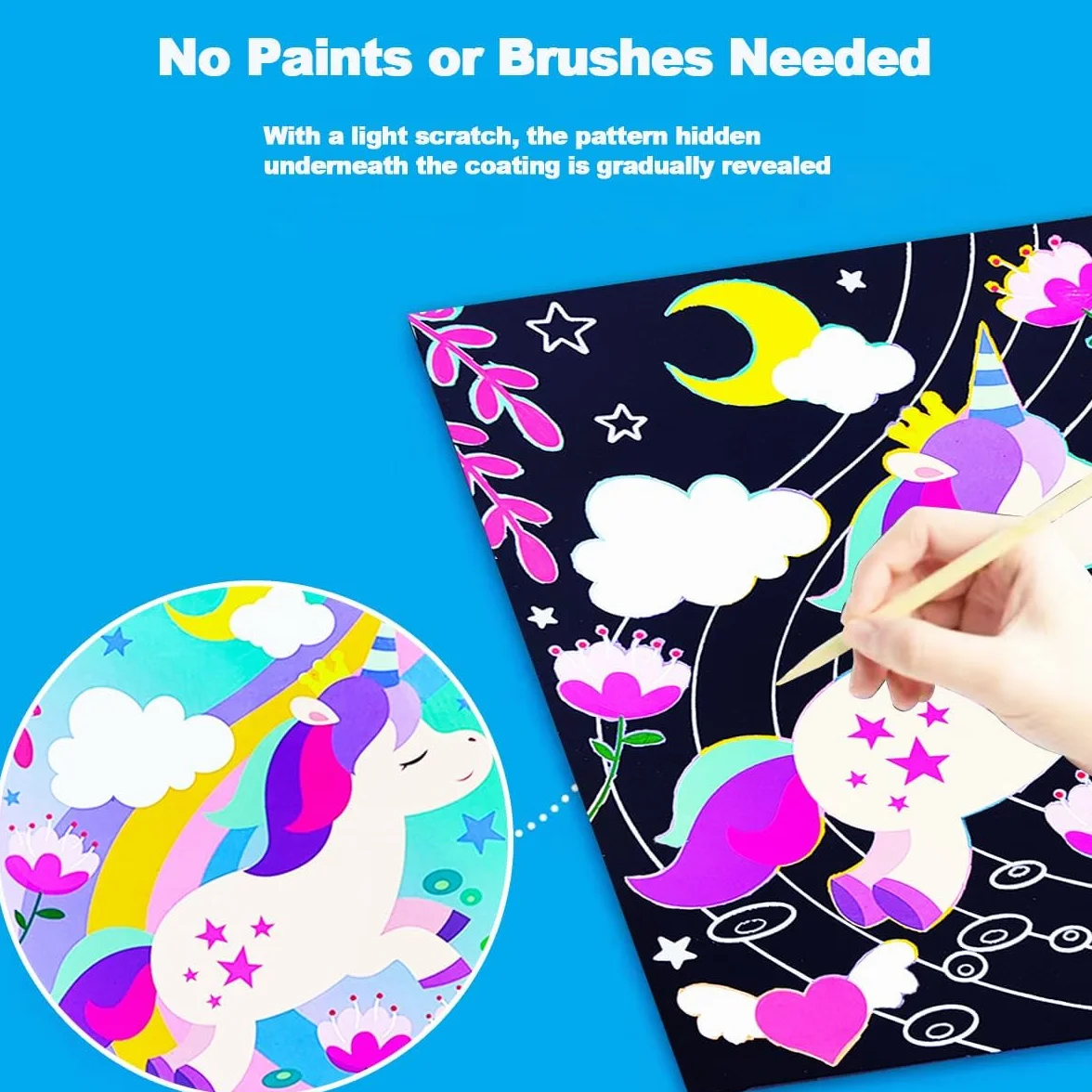 Kit de Scratch Art Licorne pour Enfants - Cartes à Gratter Papier