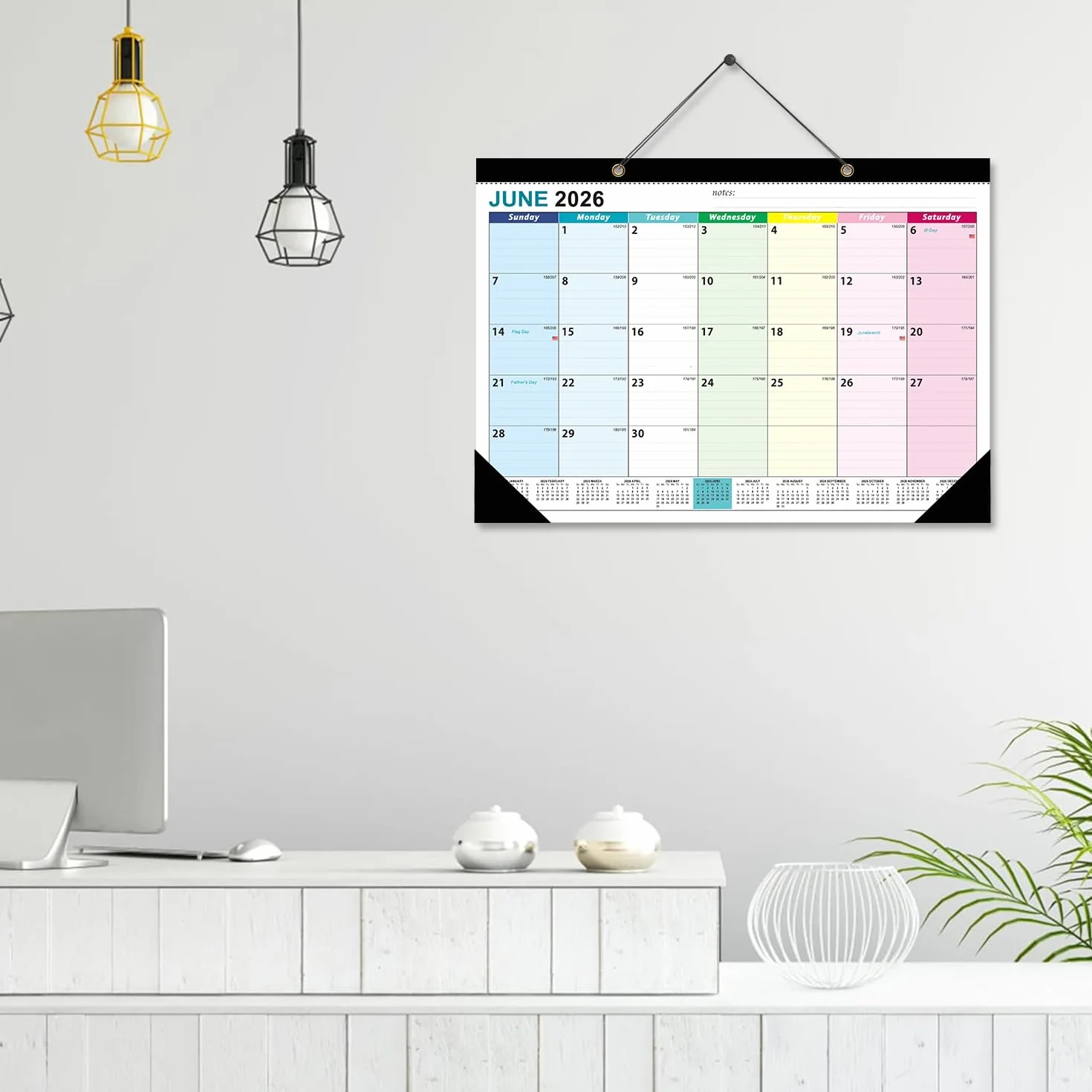 Calendrier Mural Familial 2026-2027 A3 Mensuel Papier 120G