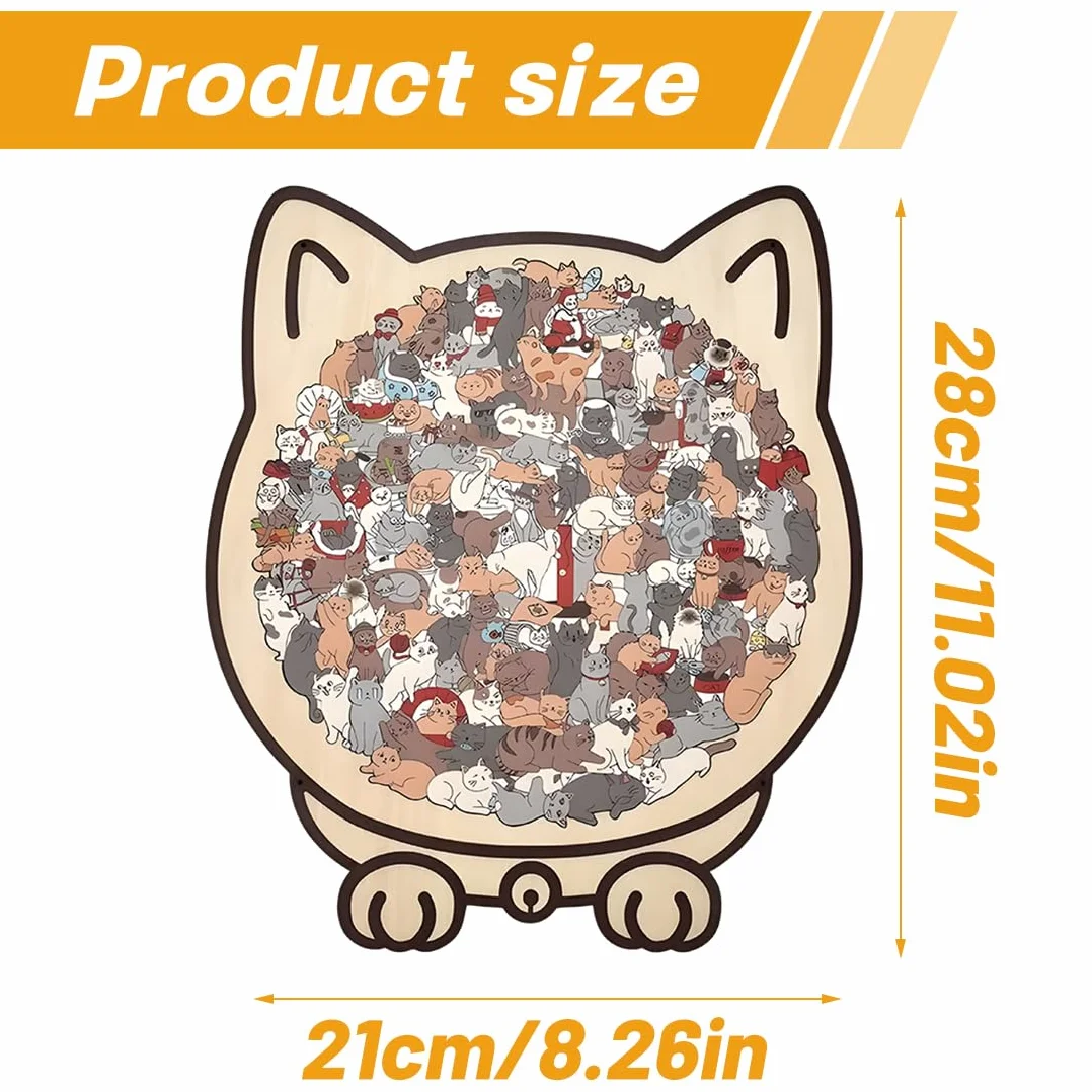 Puzzle en bois 135 pièces Silhouette de chat Morandi formes animales découpe au laser cadeau DIY décoration intérieure