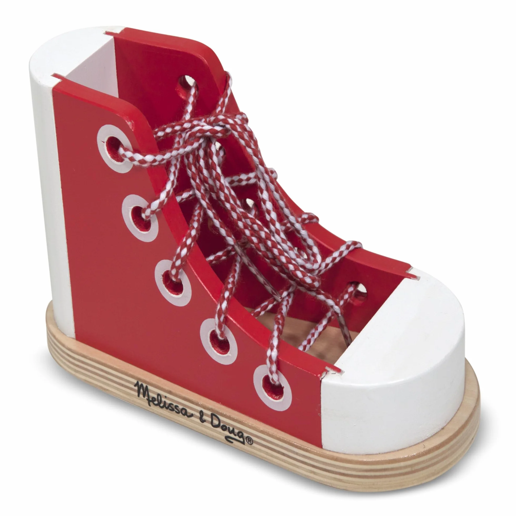 Melissa & Doug Chaussure À Lacer Jouet en Bois Apprendre À Faire Ses Lacets Cadeau Enfant 3 Ans