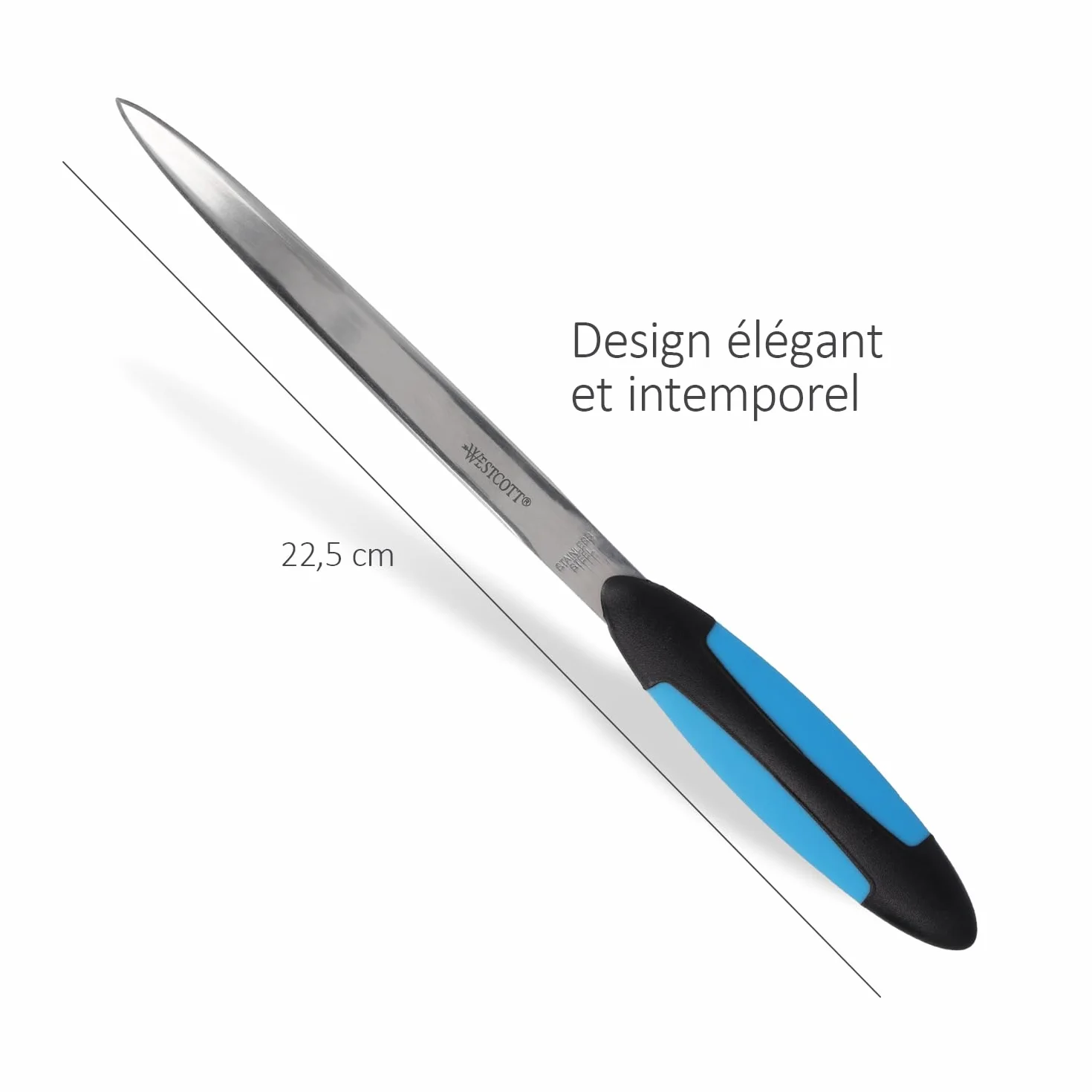 Westcott Coupe-papier avec lame en acier inoxydable et poignée Softgrip ergonomique