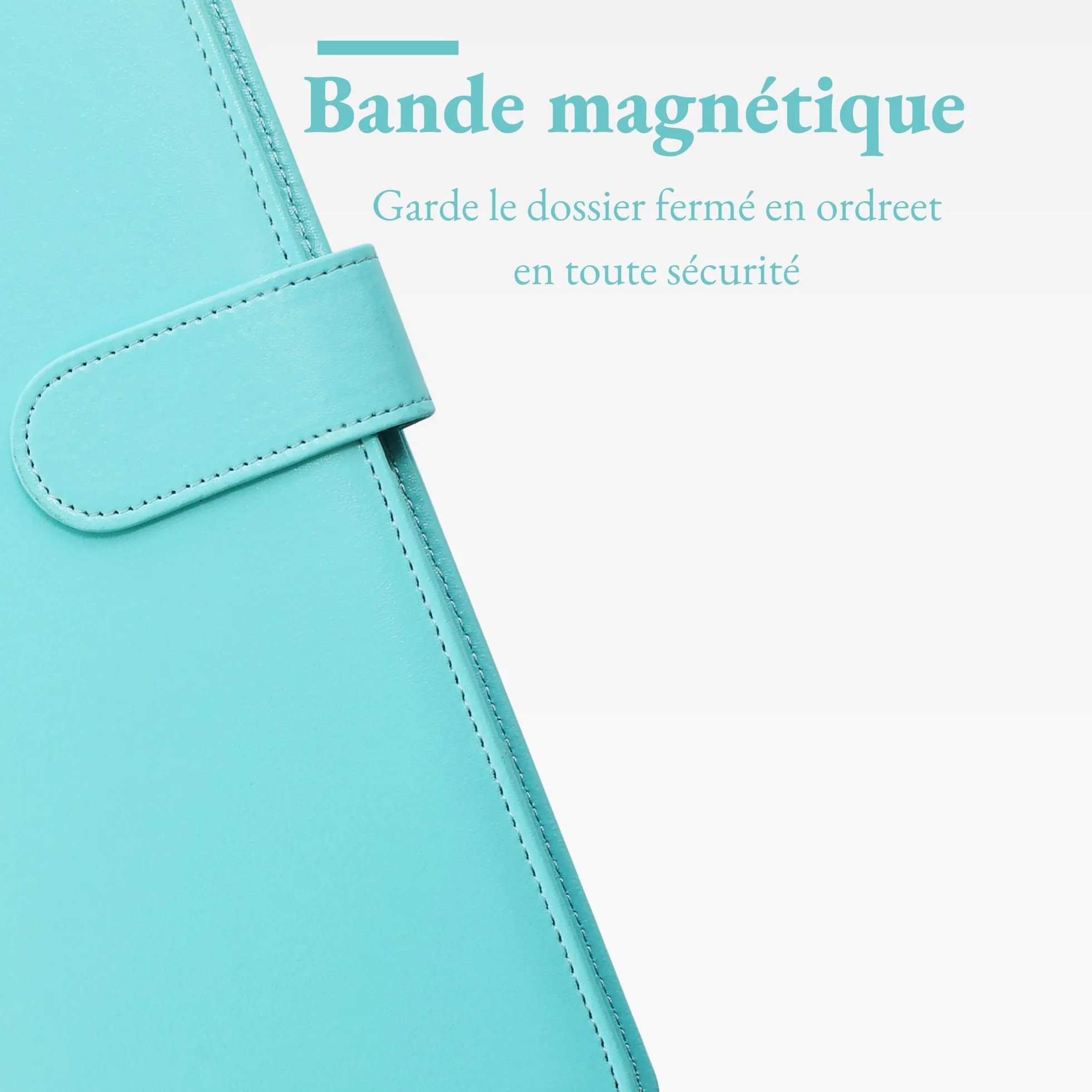 Porte-Documents A4 en PU Cuir Turquoise Pâle - Rangeur de Documents, Bloc-Notes, Trieur Organisateur