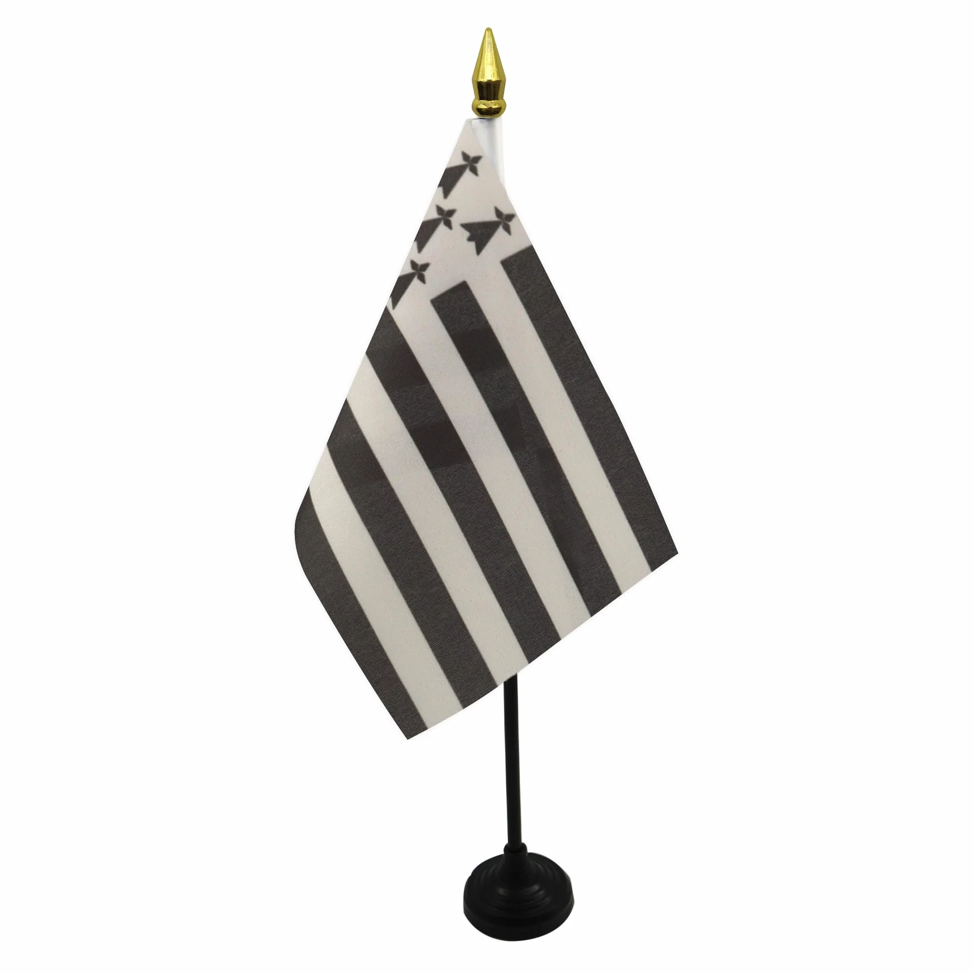 AZ FLAG Mini Drapeau Bretagne De Table 15x10 cm Drapeau Breton Bureau 100% Polyester Hampe Pointe Dorée 25cm