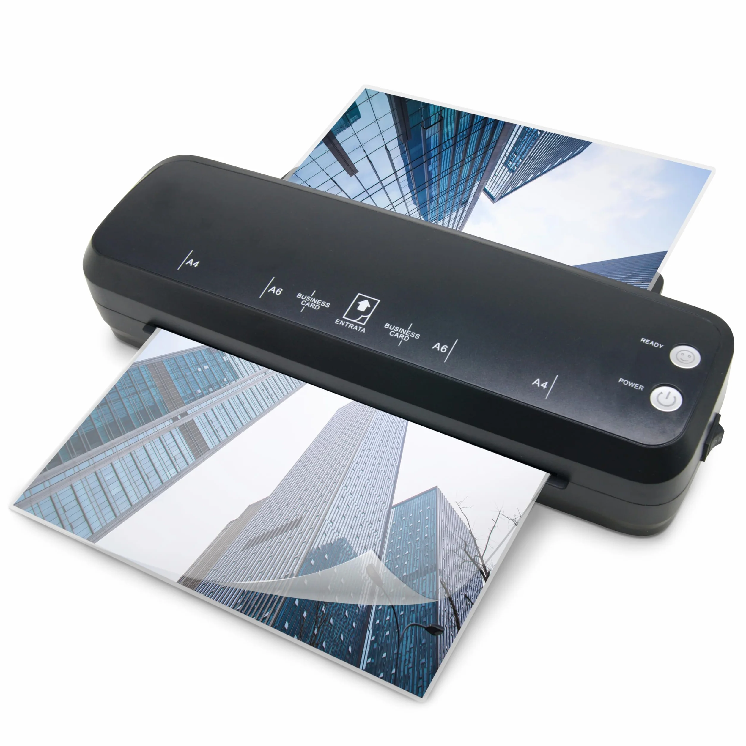 Plastifieuse A4 250 microns chauffe rapide vitesse 25 cm/min compatible pochettes A4/A5/A6 cartes levier anti-bourrage