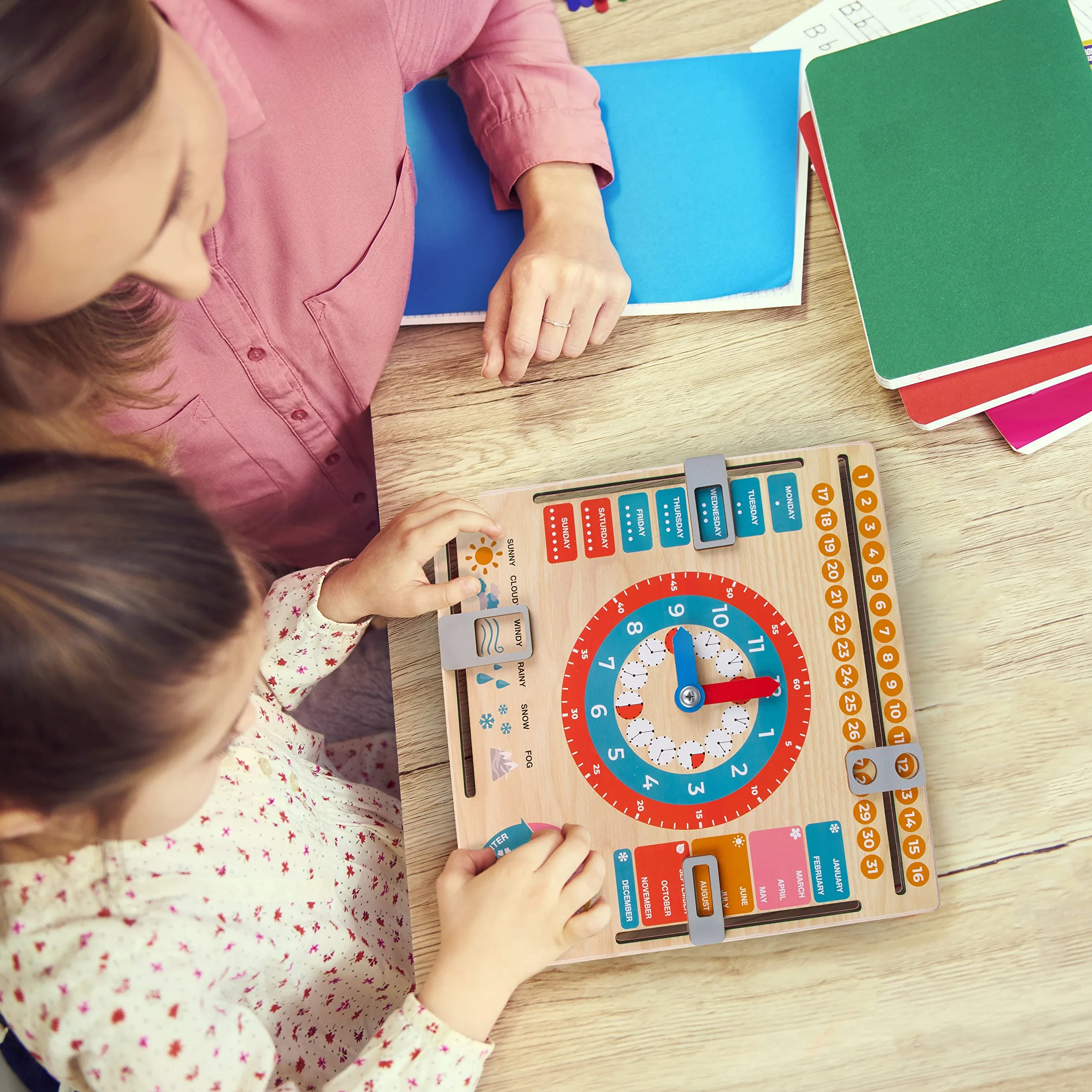 Jeux Educatif en Anglais Calendrier en Bois Montessori pour Enfants